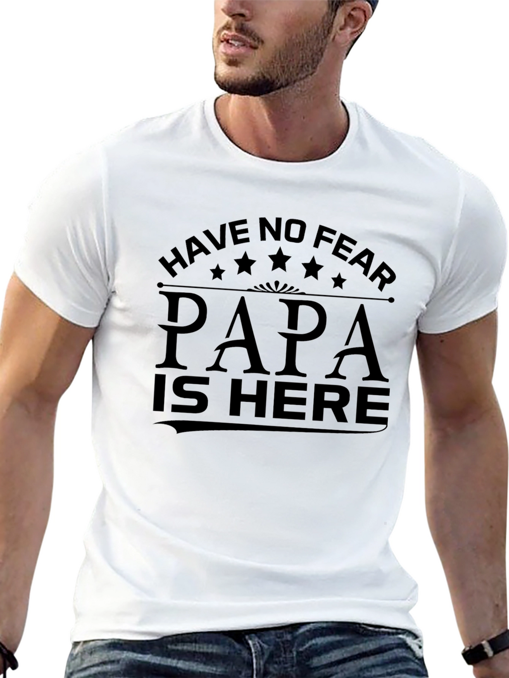 Papa is Here T-Shirt - Black Cotton Tee