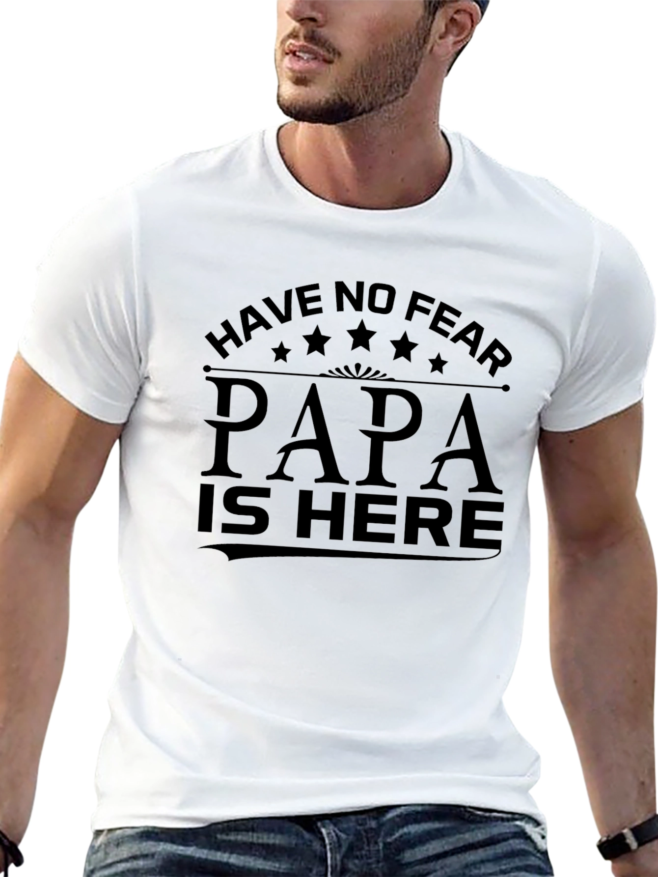 Papa is Here T-Shirt - Black Cotton Tee
