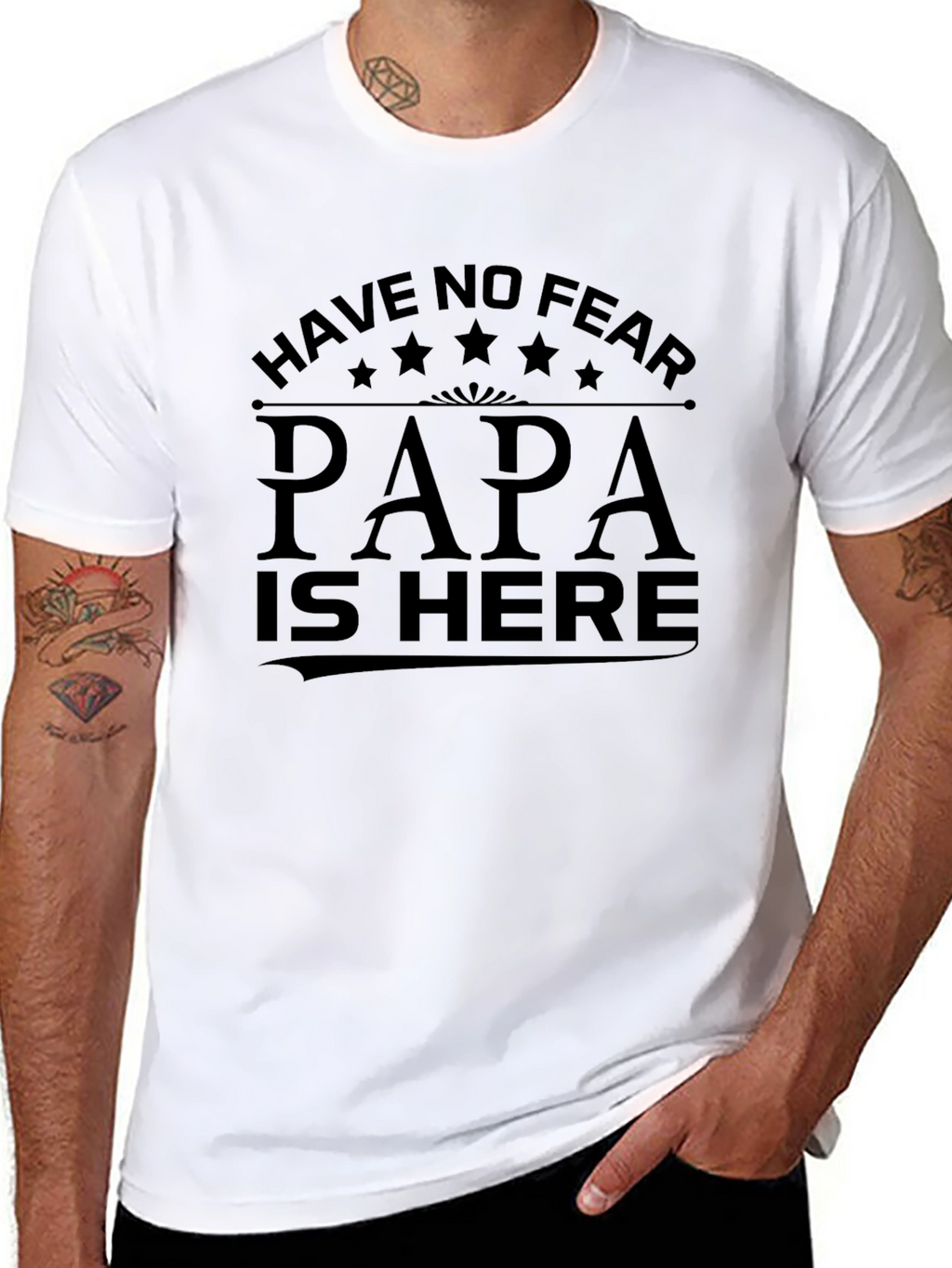 Papa is Here T-Shirt - Black Cotton Tee