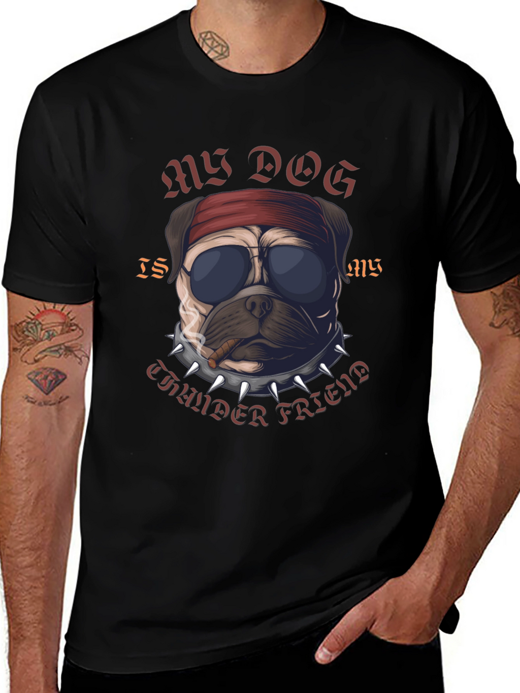 Rebel Pug “Thunder Friend” T-Shirt – Cool Dog Graphic Tee