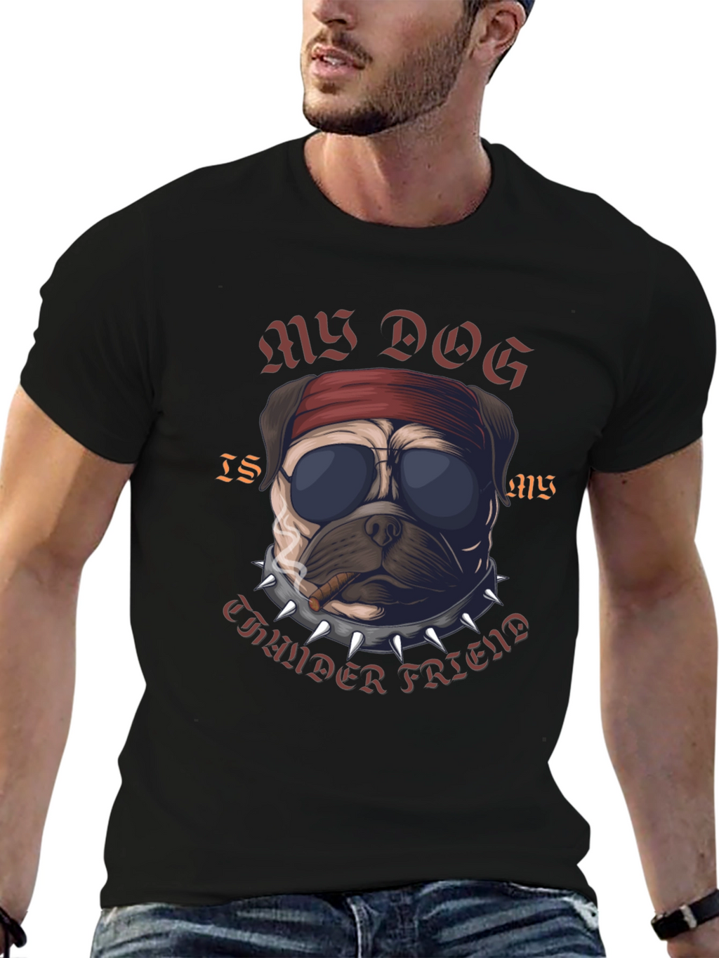 Rebel Pug “Thunder Friend” T-Shirt – Cool Dog Graphic Tee