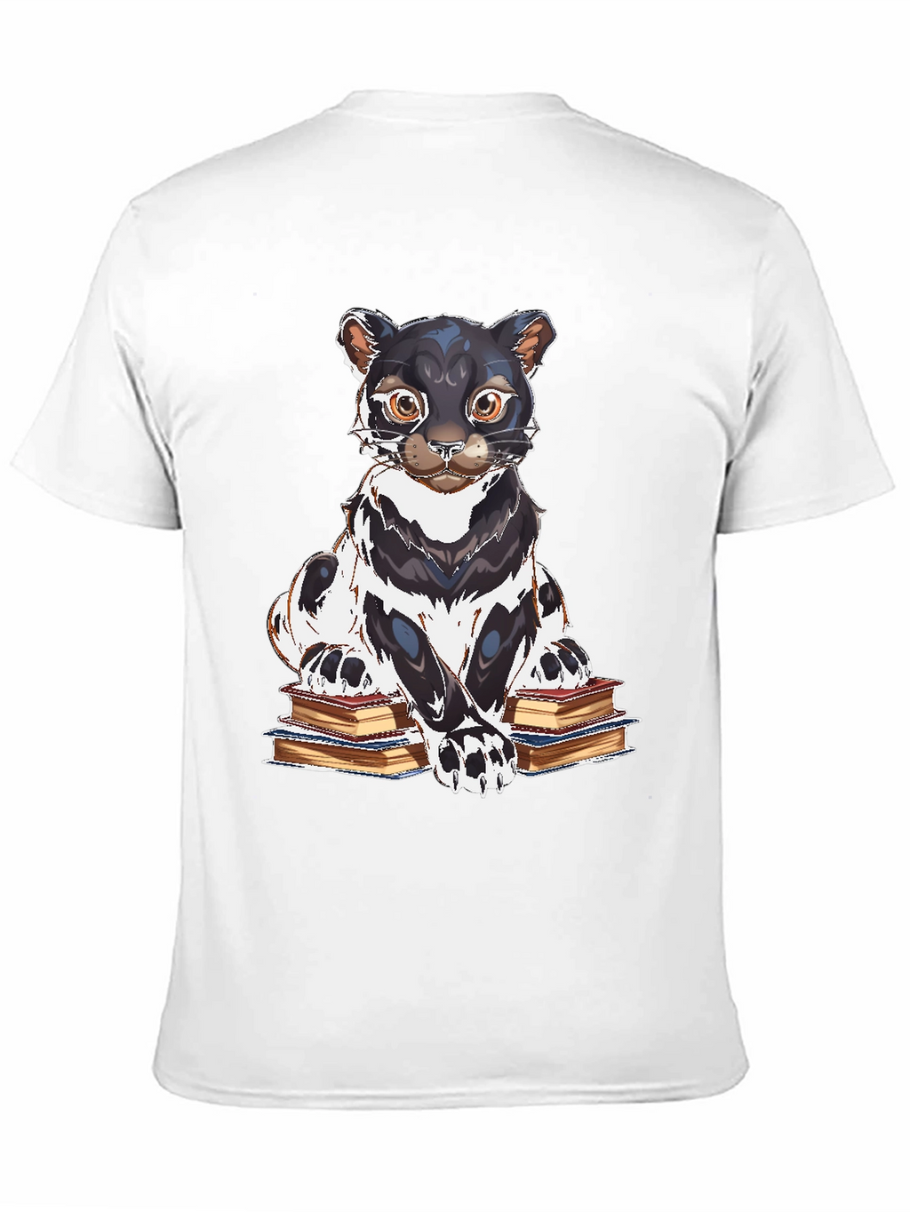Bookish Cat Graphic Tee - Black Cotton T-Shirt