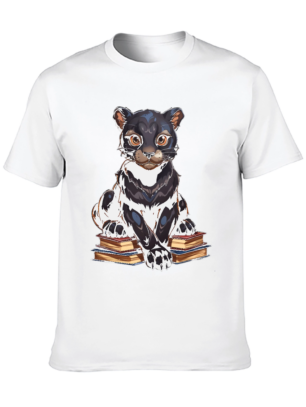 Bookish Cat Graphic Tee - Black Cotton T-Shirt