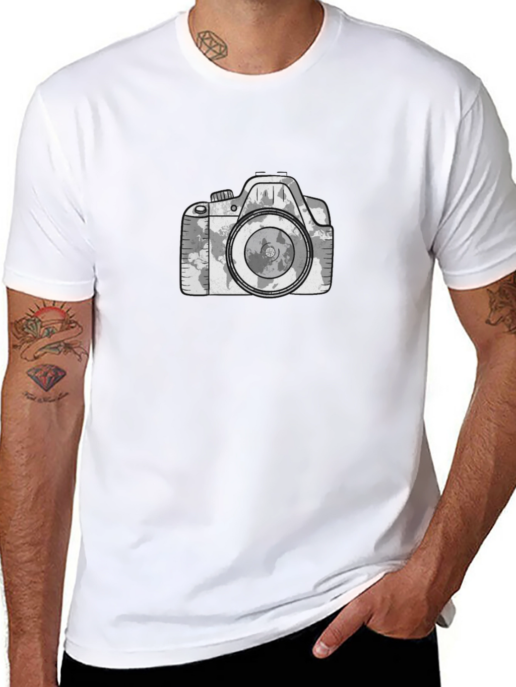 World Map Camera Graphic Tee