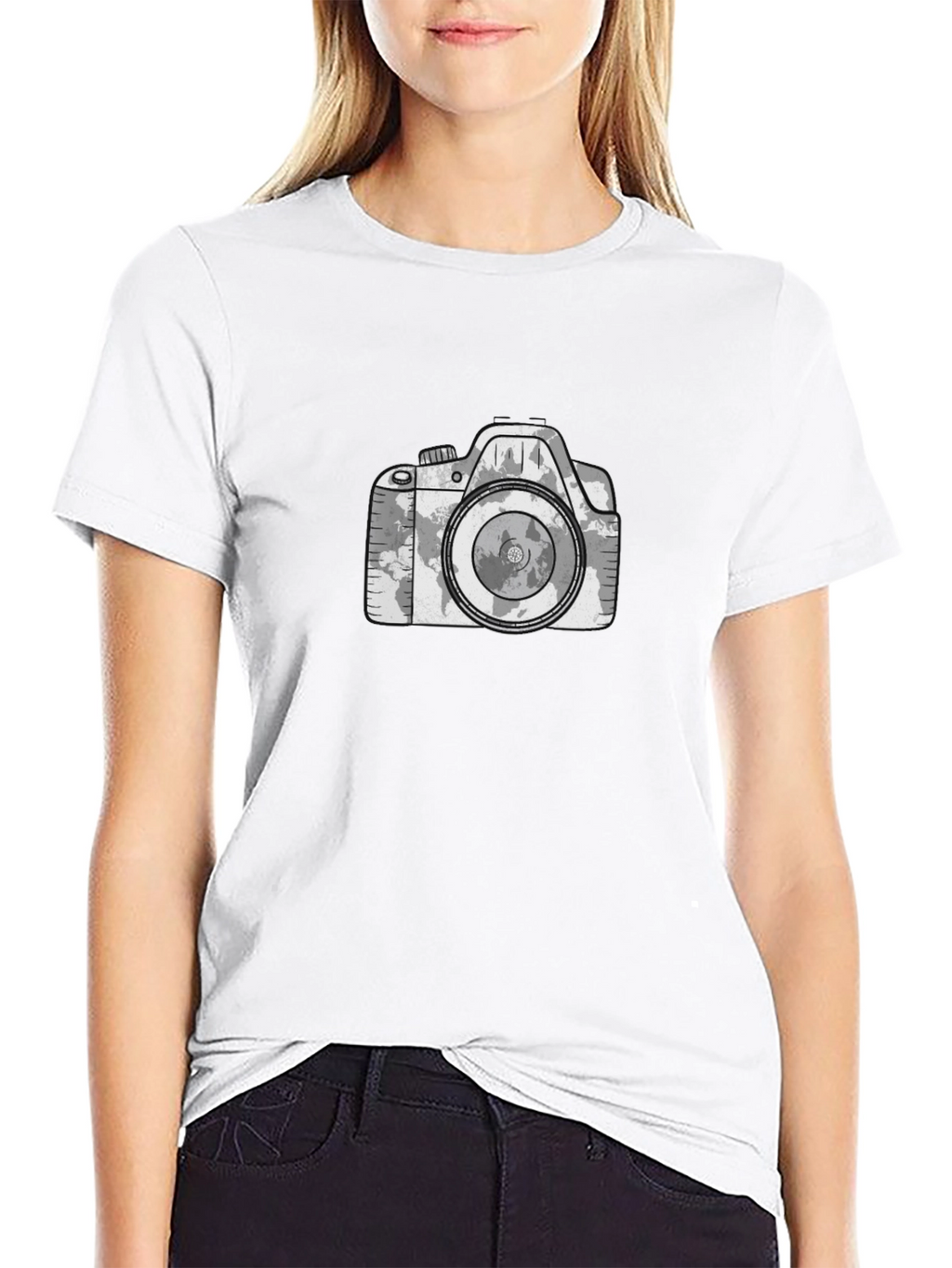 World Map Camera Graphic Tee