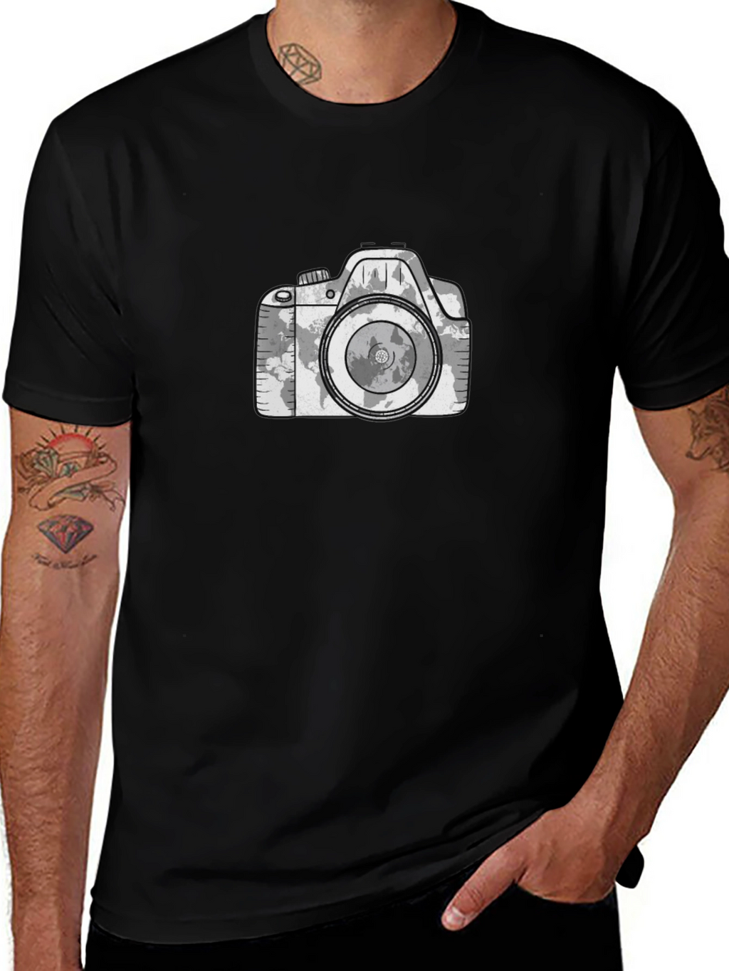 World Map Camera Graphic Tee