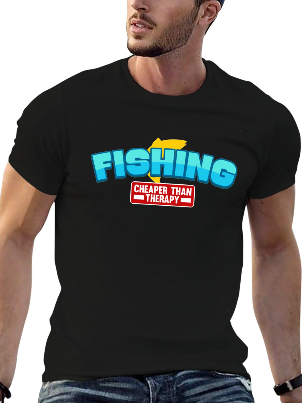 Fishing Cheaper Than Therapy Graphic T-Shirt