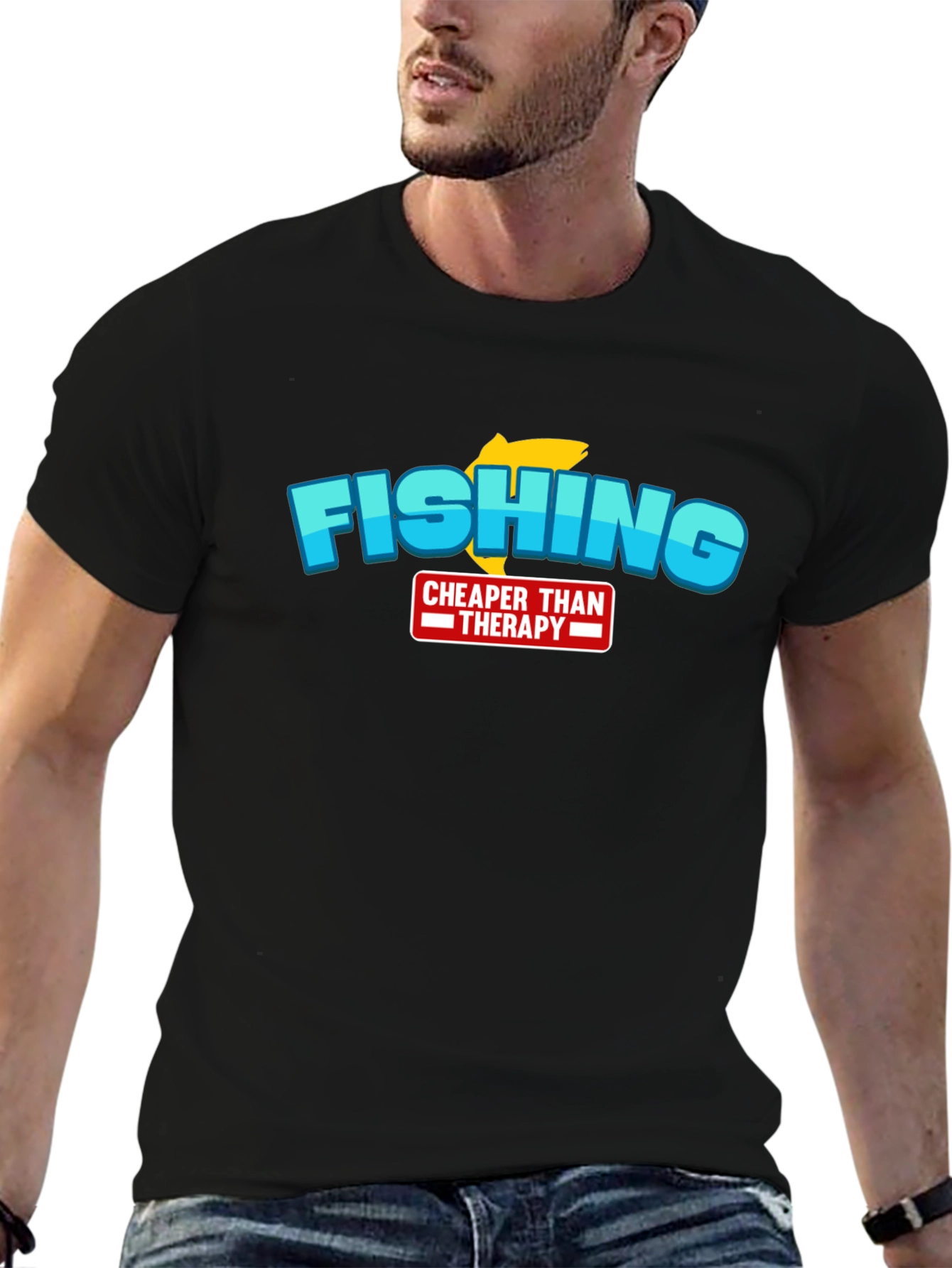 Fishing Cheaper Than Therapy Graphic T-Shirt