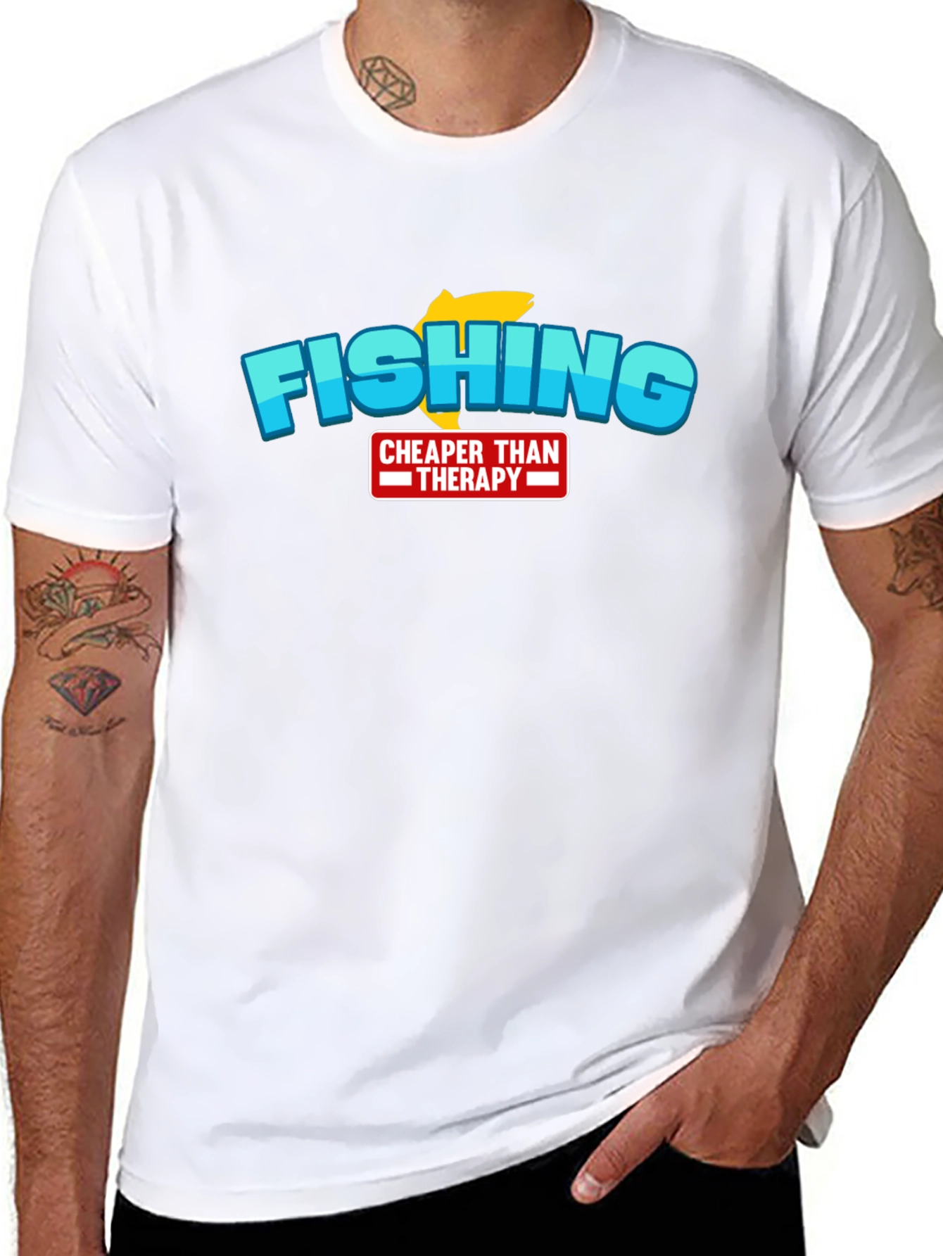 Fishing Cheaper Than Therapy Graphic T-Shirt