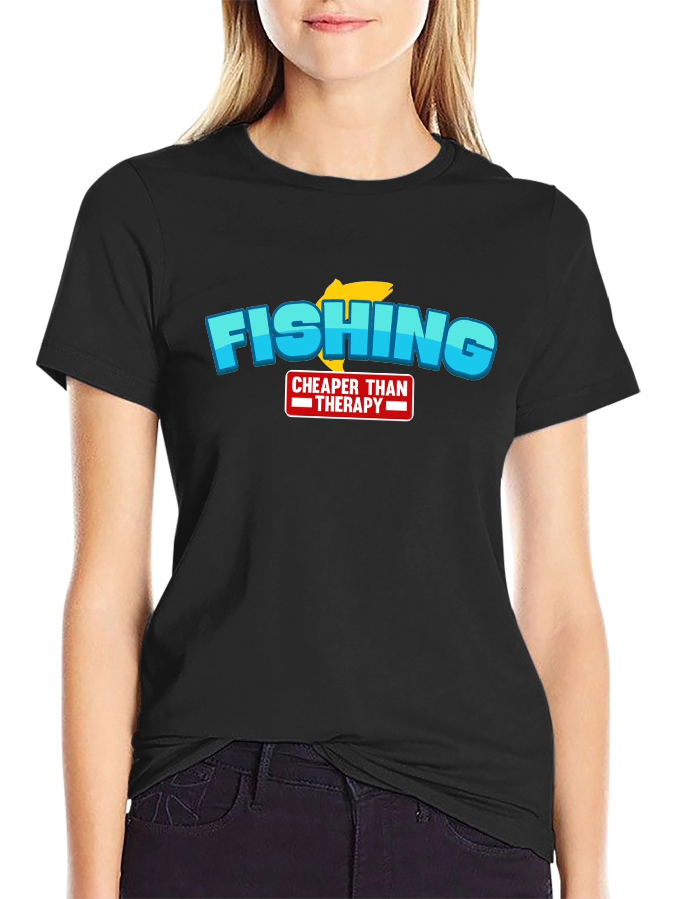 Fishing Cheaper Than Therapy Graphic T-Shirt