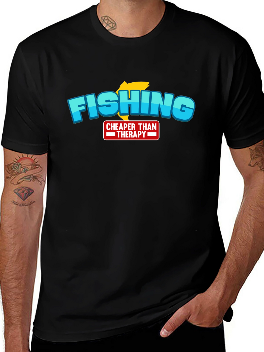 Fishing Cheaper Than Therapy Graphic T-Shirt