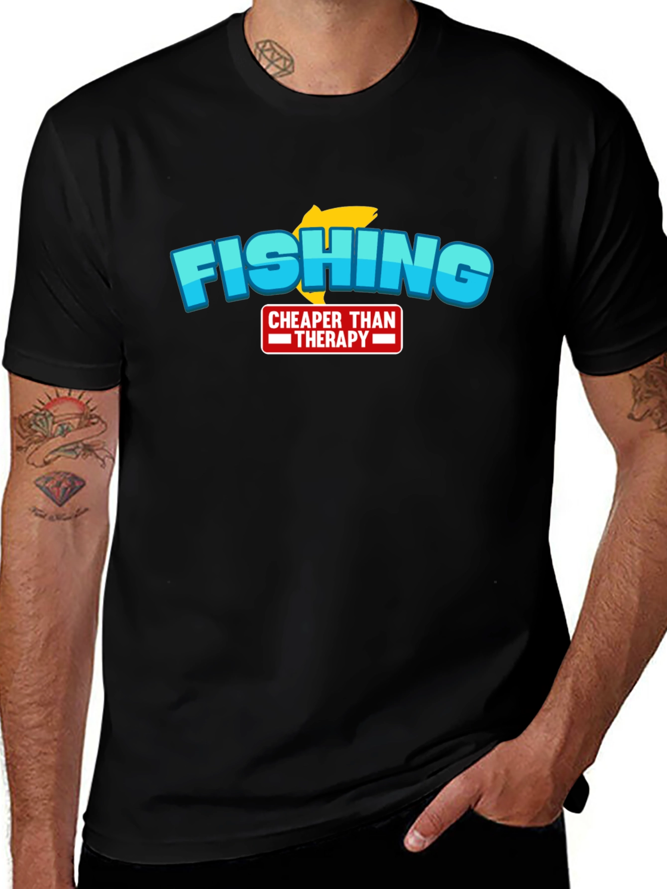 Fishing Cheaper Than Therapy Graphic T-Shirt