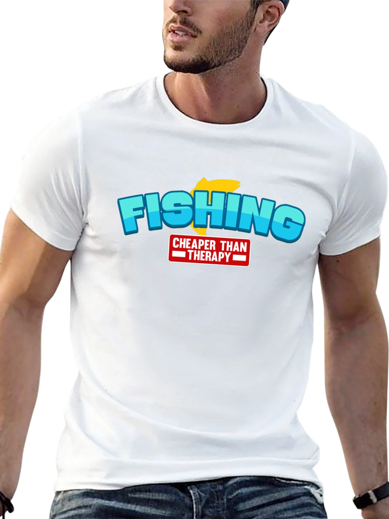 Fishing Cheaper Than Therapy Graphic T-Shirt