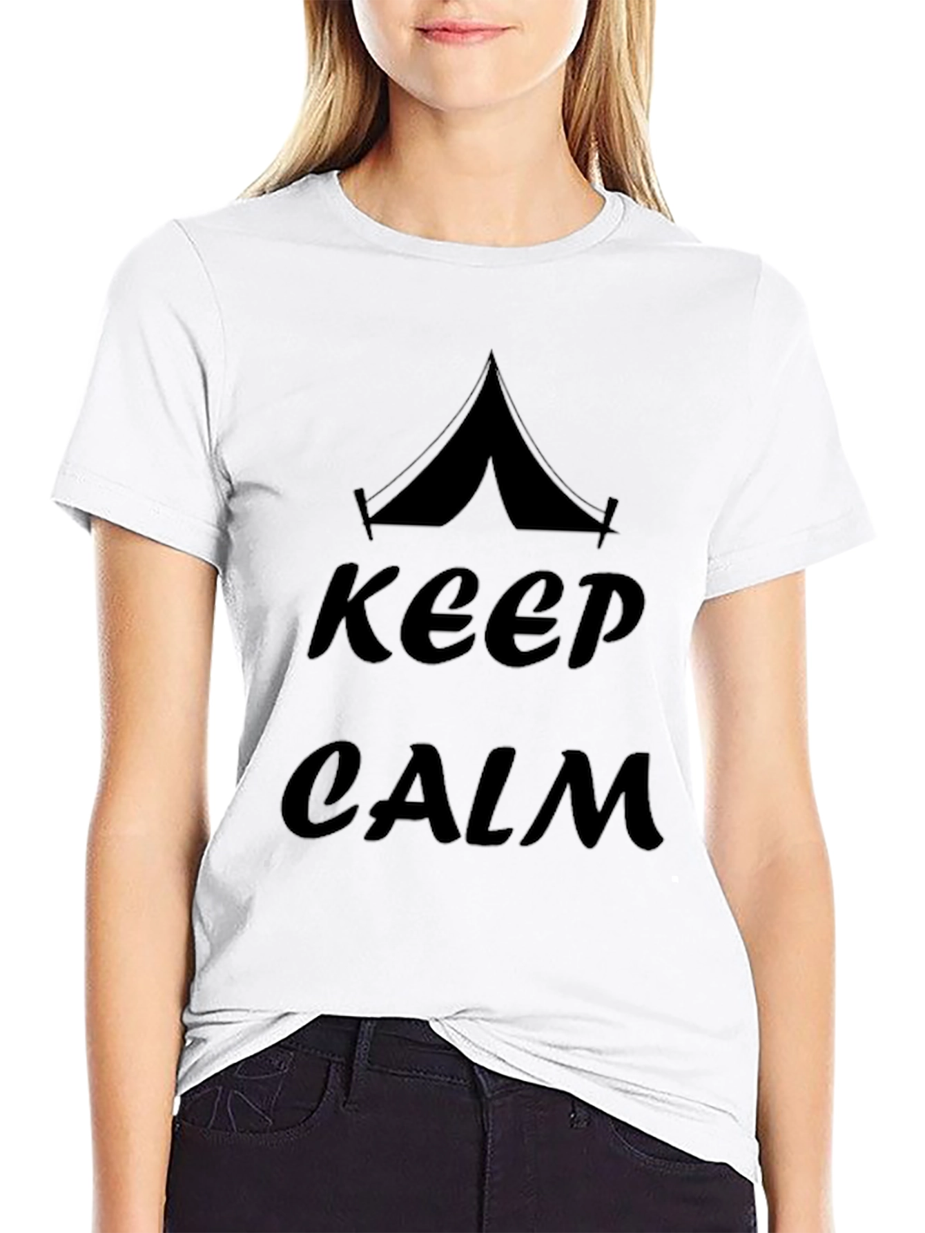 Keep Calm Camping Tent Graphic T-Shirt - Black
