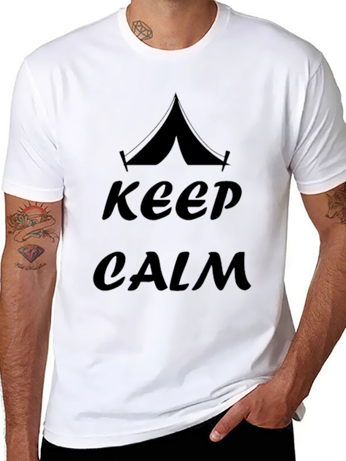 Keep Calm Camping Tent Graphic T-Shirt - Black