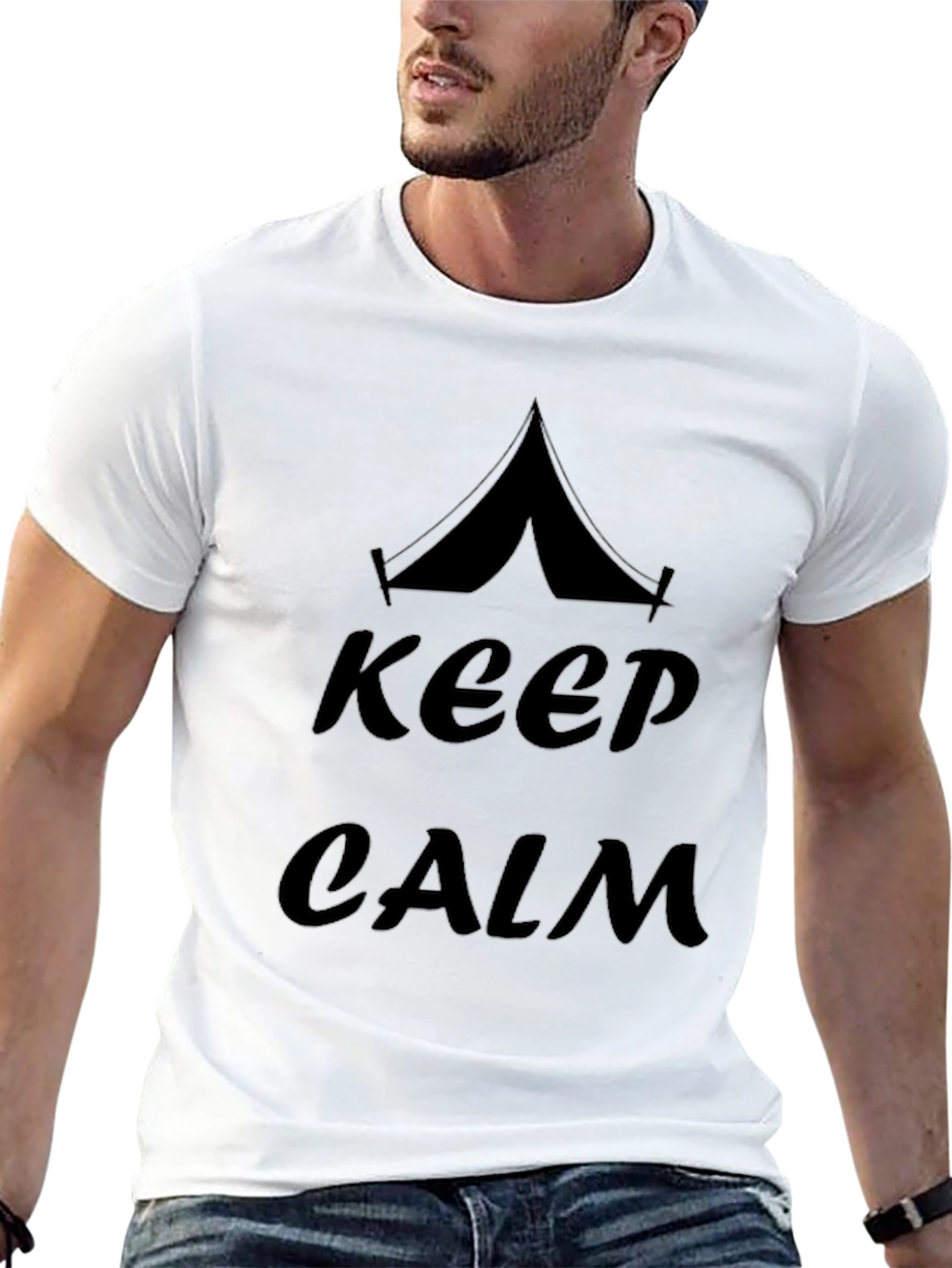 Keep Calm Camping Tent Graphic T-Shirt - Black