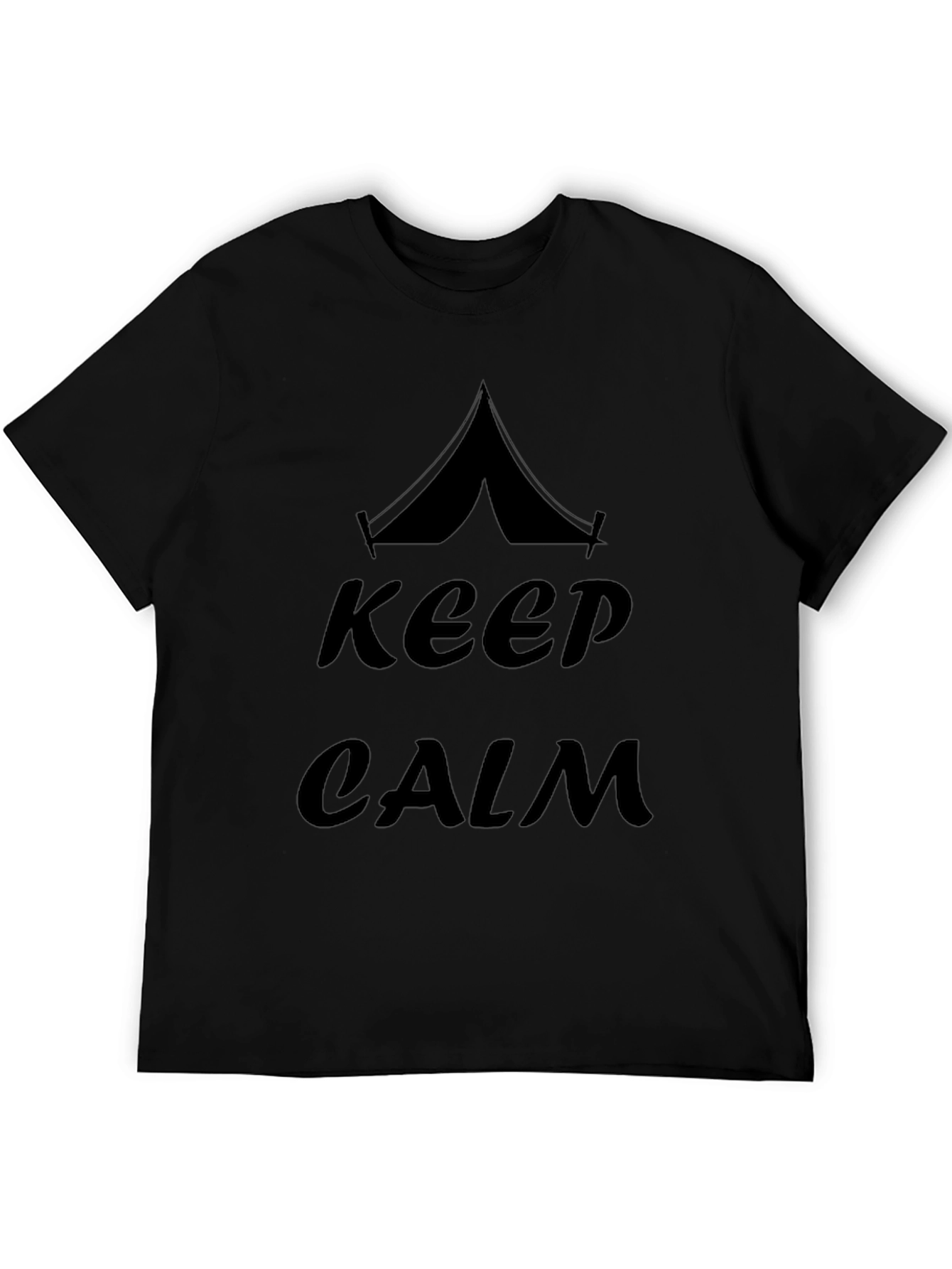 Keep Calm Camping Tent Graphic T-Shirt - Black
