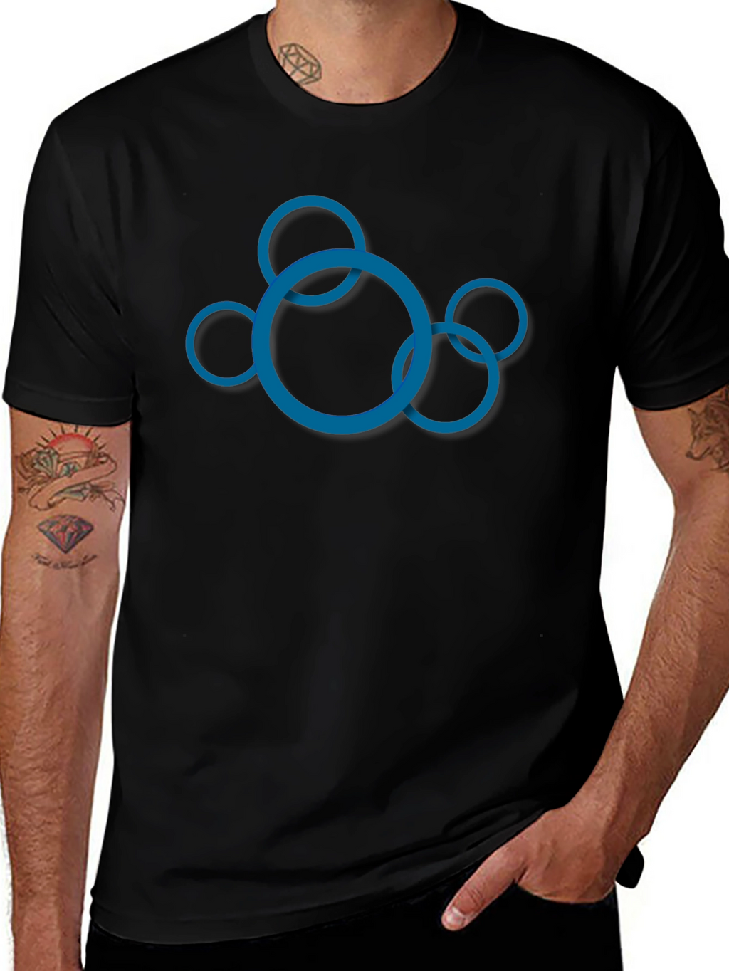 Abstract Circle Design Black T-Shirt