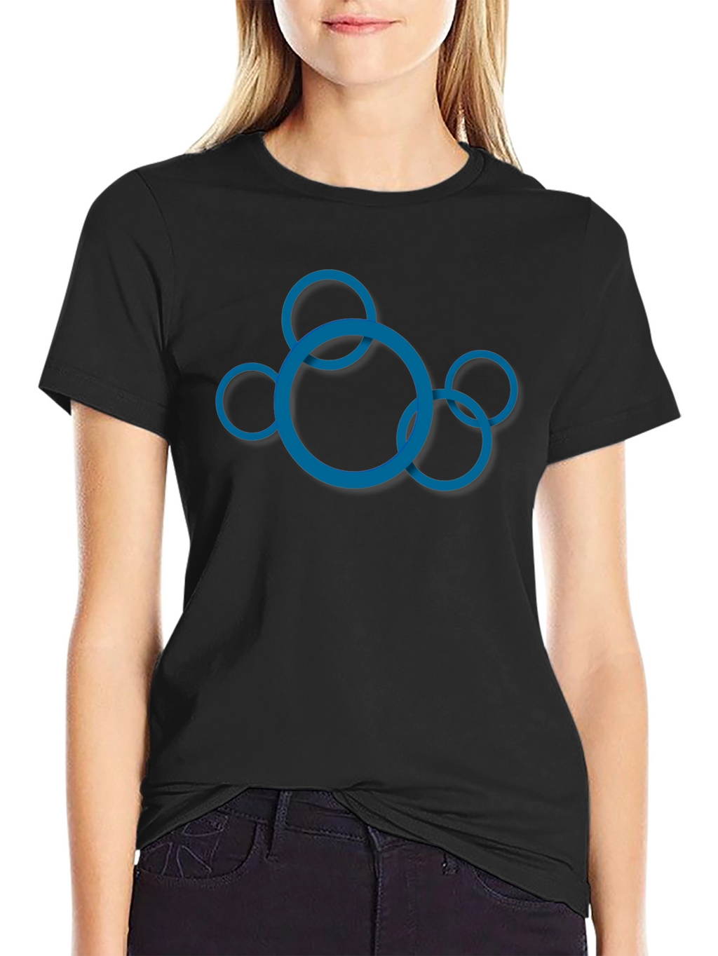 Abstract Circle Design Black T-Shirt