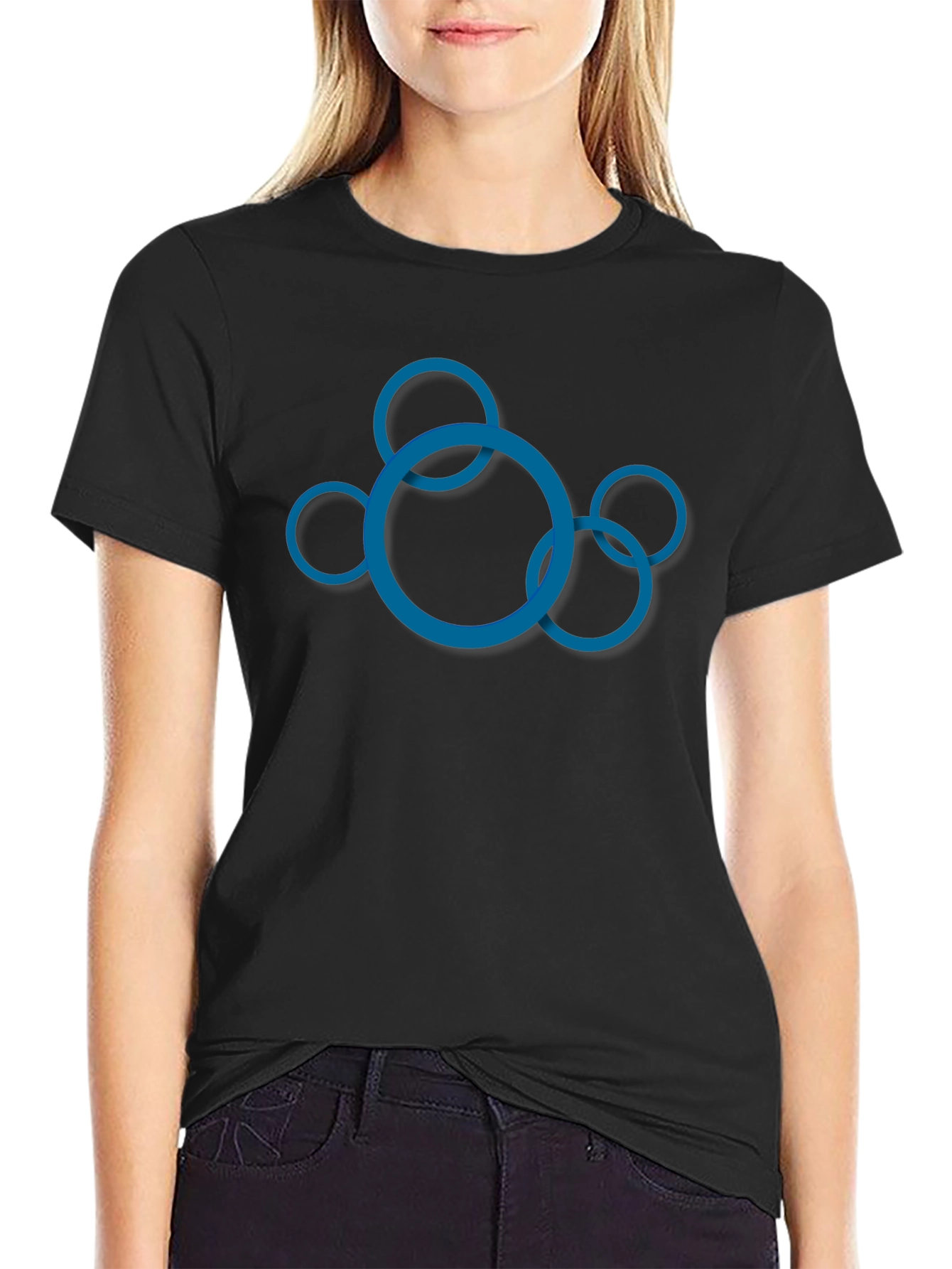 Abstract Circle Design Black T-Shirt
