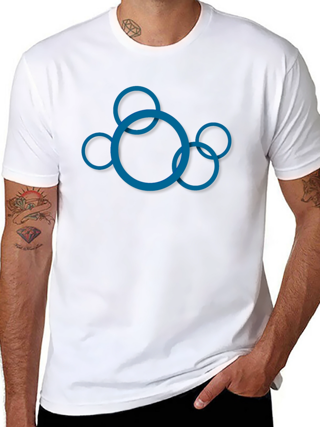 Abstract Circle Design Black T-Shirt