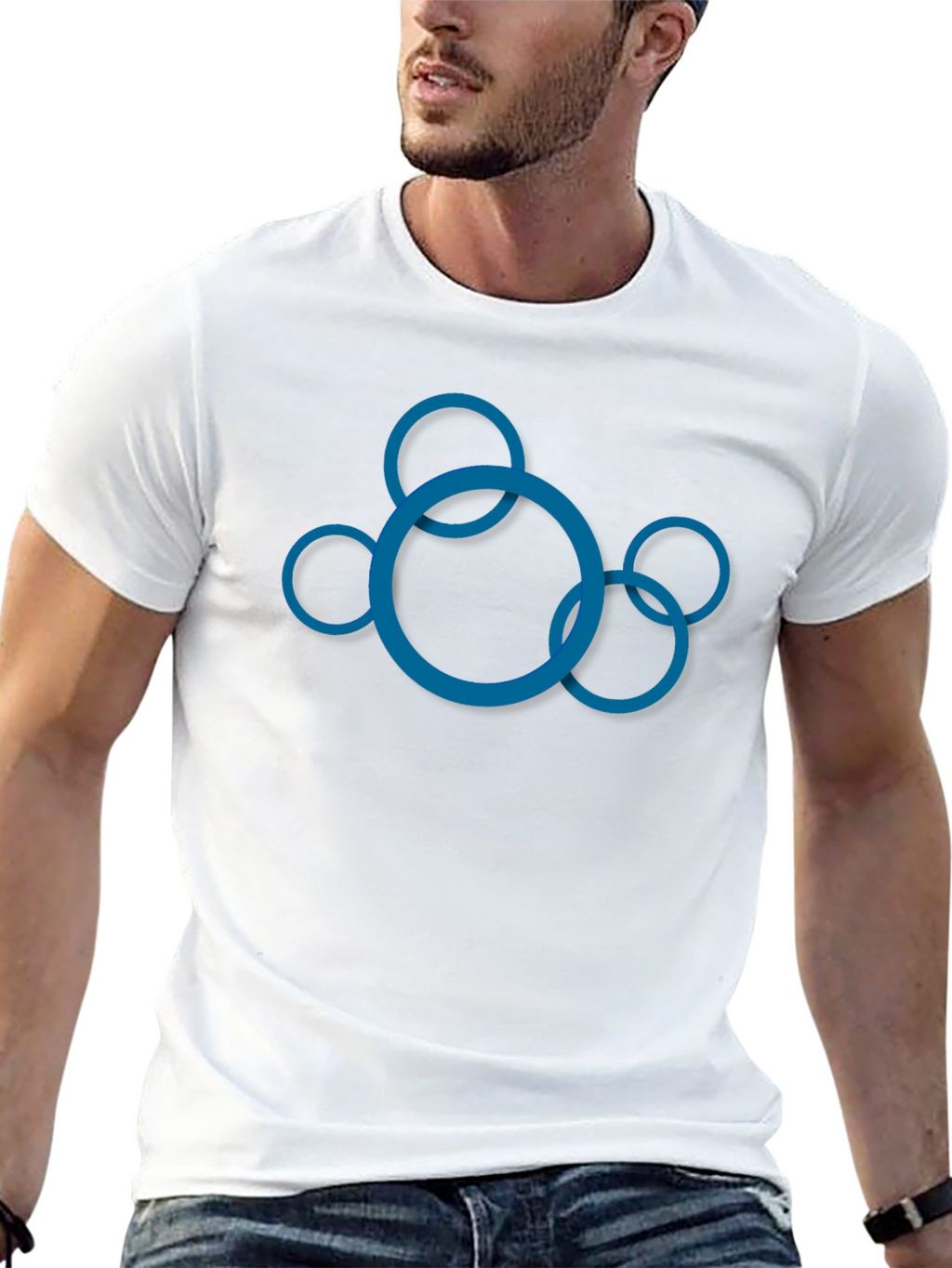 Abstract Circle Design Black T-Shirt