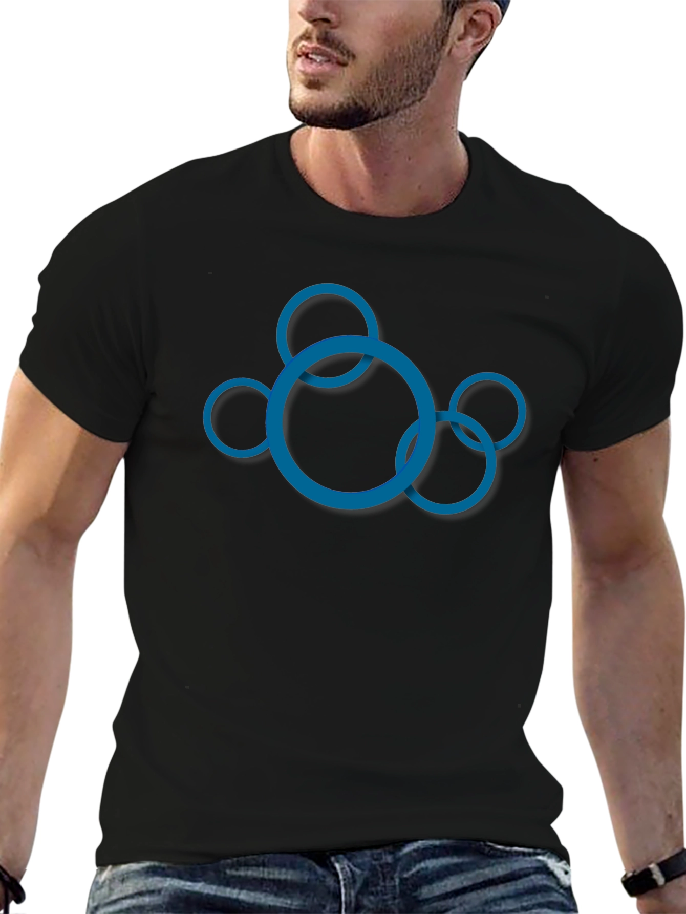 Abstract Circle Design Black T-Shirt