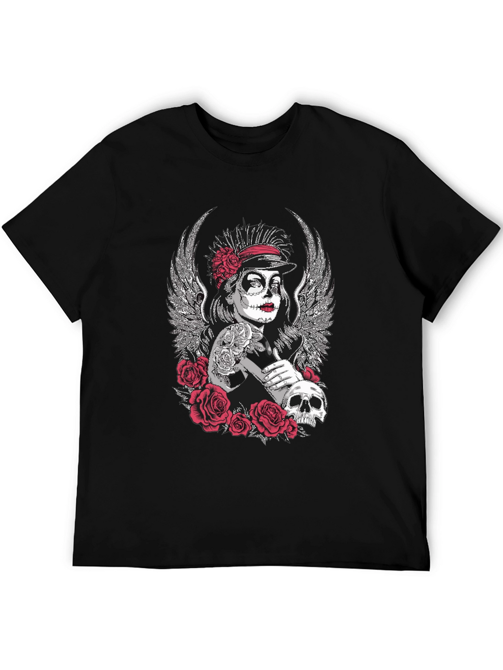 Day of the Dead Sugar Skull Wings Graphic Tee