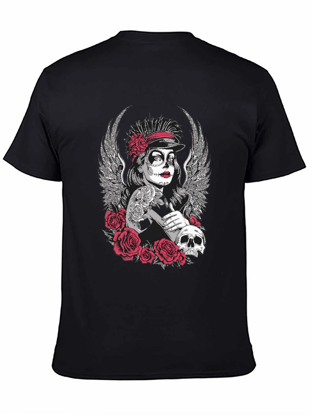 Day of the Dead Sugar Skull Wings Graphic Tee