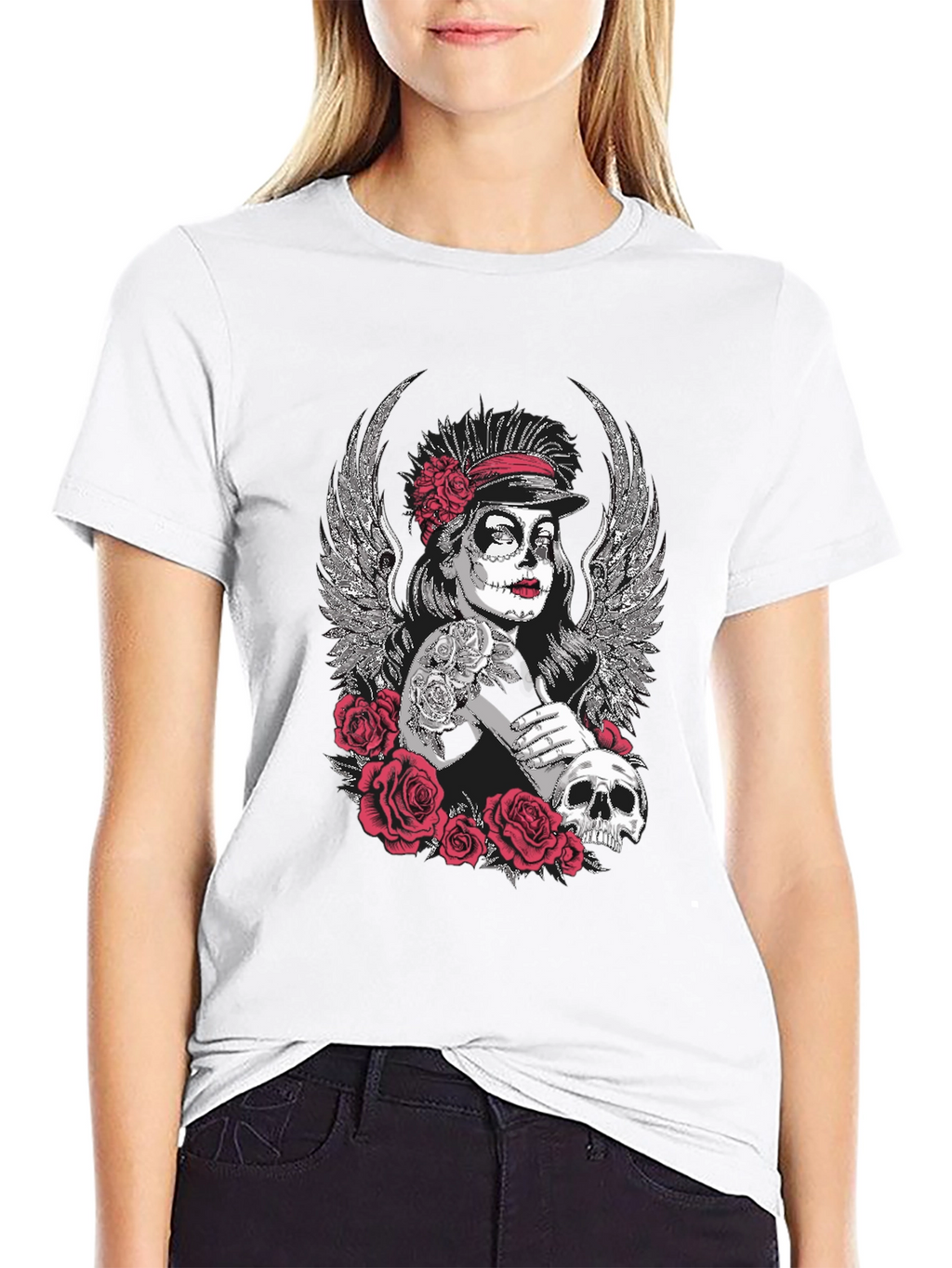 Day of the Dead Sugar Skull Wings Graphic Tee