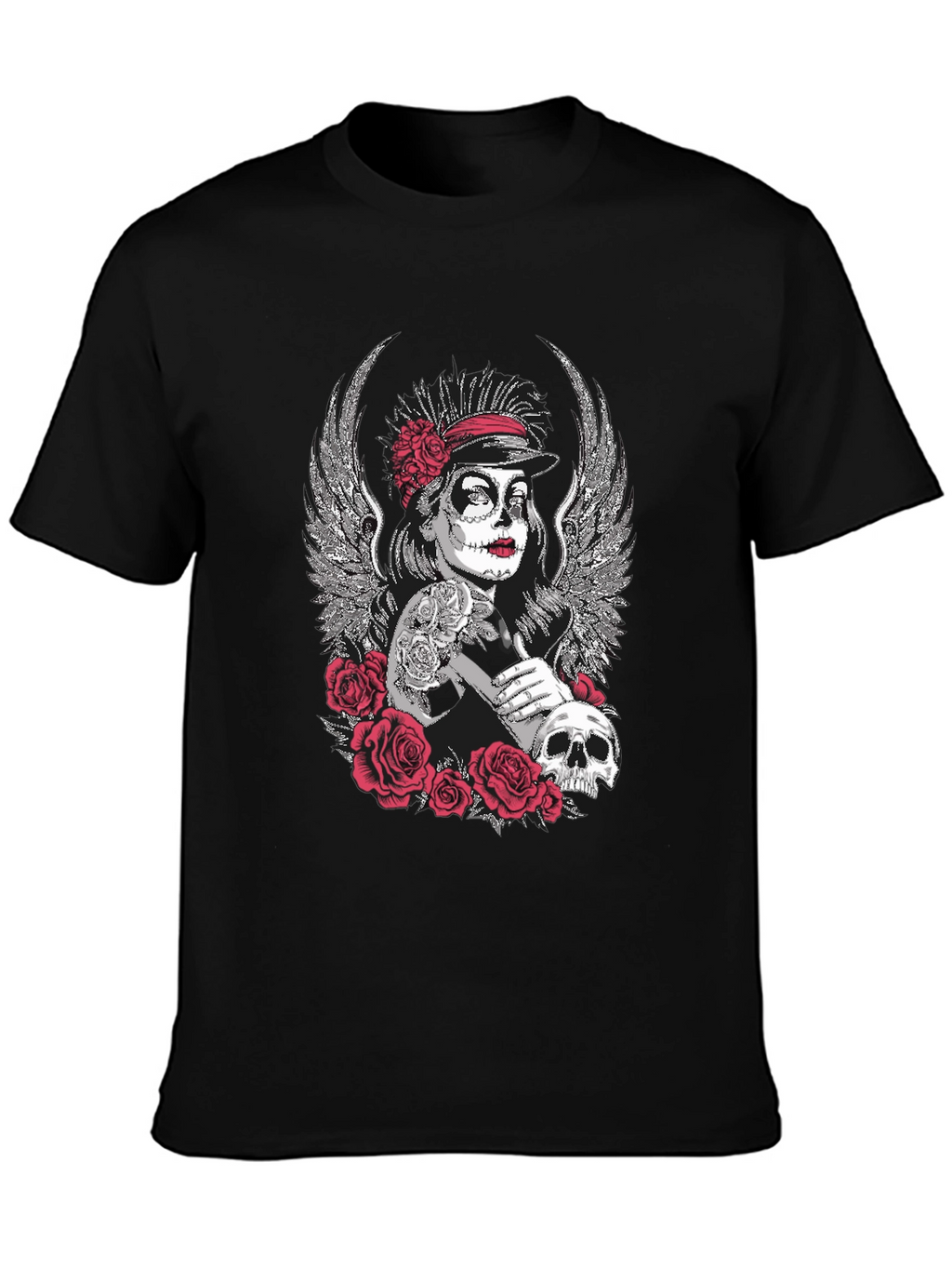 Day of the Dead Sugar Skull Wings Graphic Tee