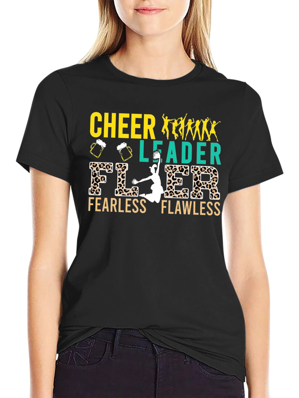 Cheerleader Fearless Flawless Black T-Shirt
