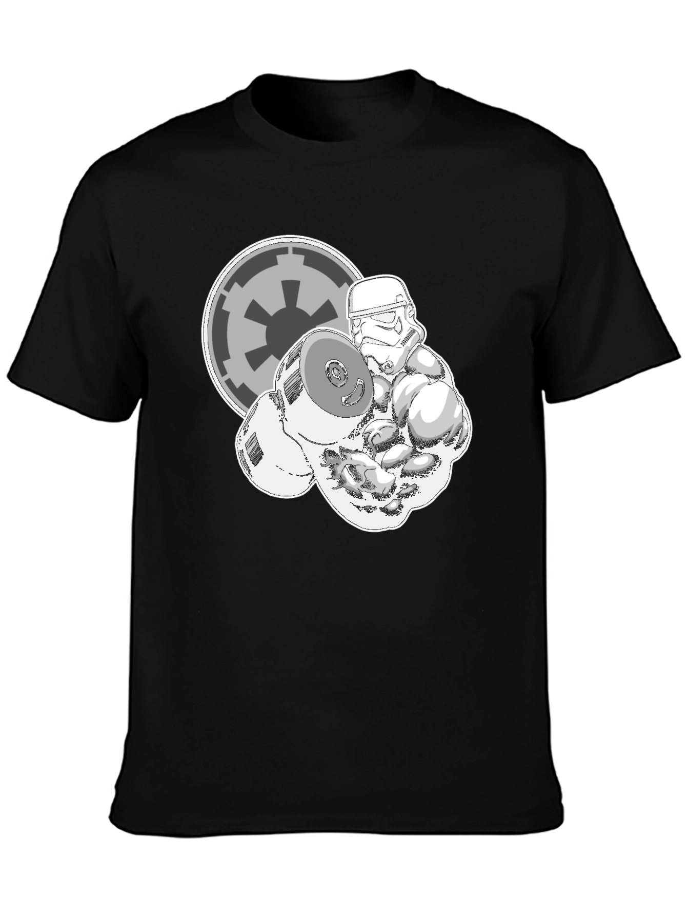Stormtrooper Lifting Weights Black Graphic Tee