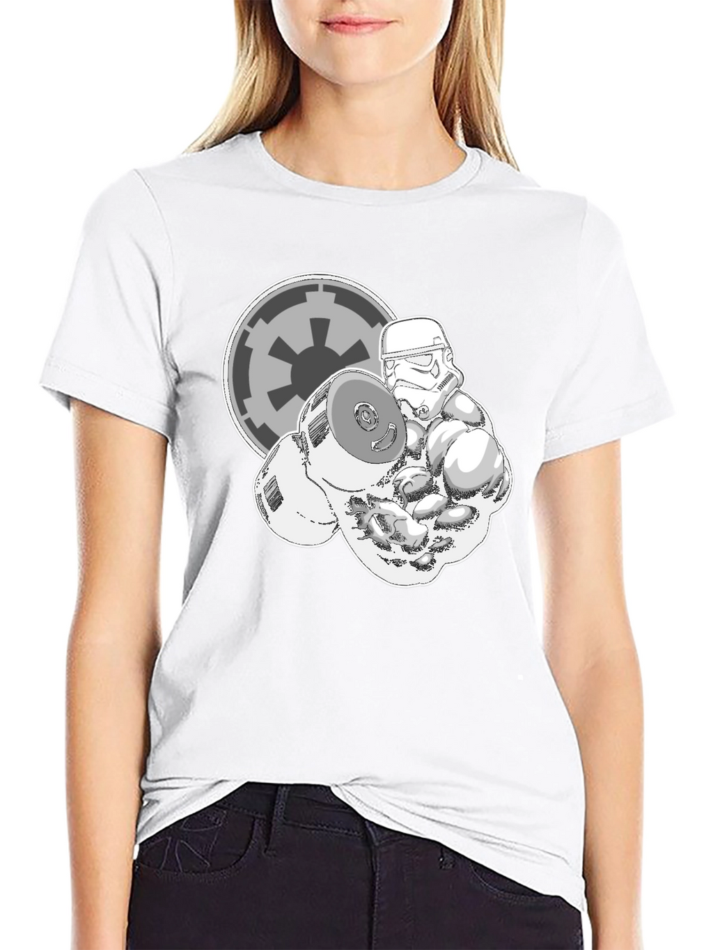 Stormtrooper Lifting Weights Black Graphic Tee