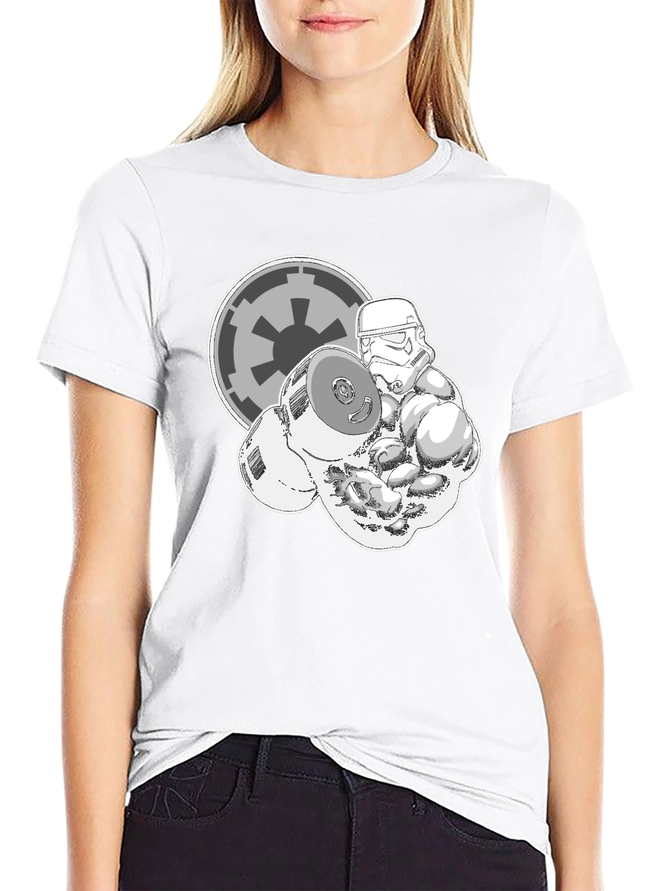 Stormtrooper Lifting Weights Black Graphic Tee