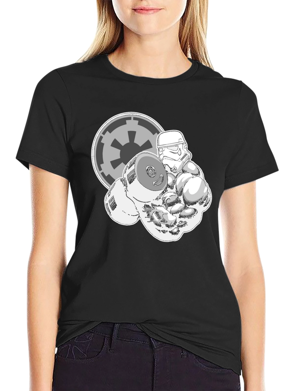 Stormtrooper Lifting Weights Black Graphic Tee