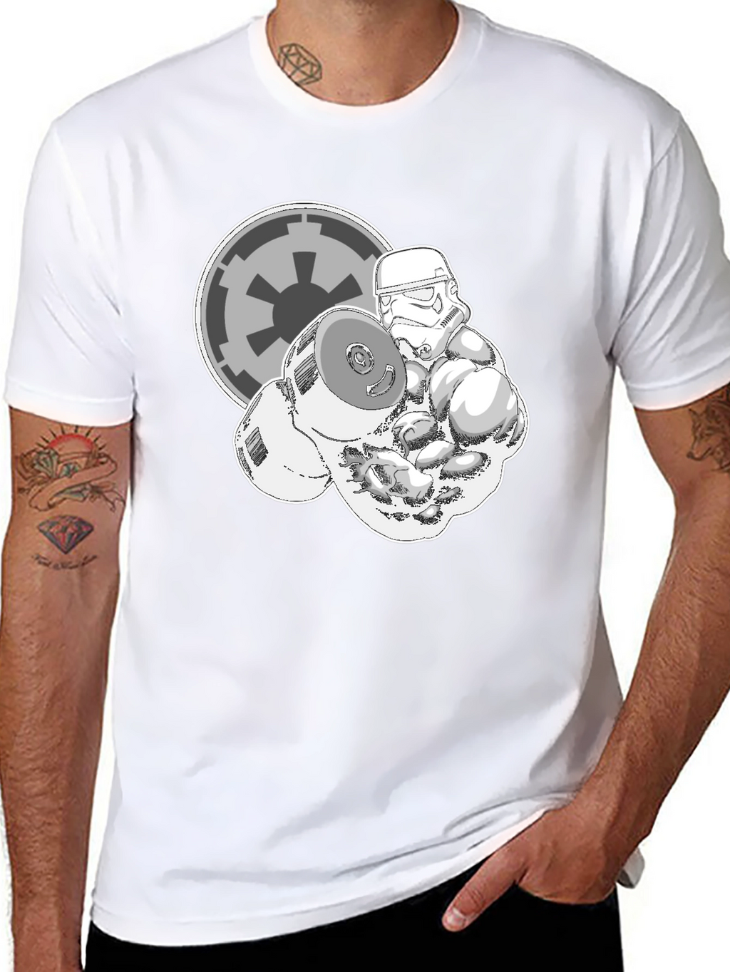 Stormtrooper Lifting Weights Black Graphic Tee