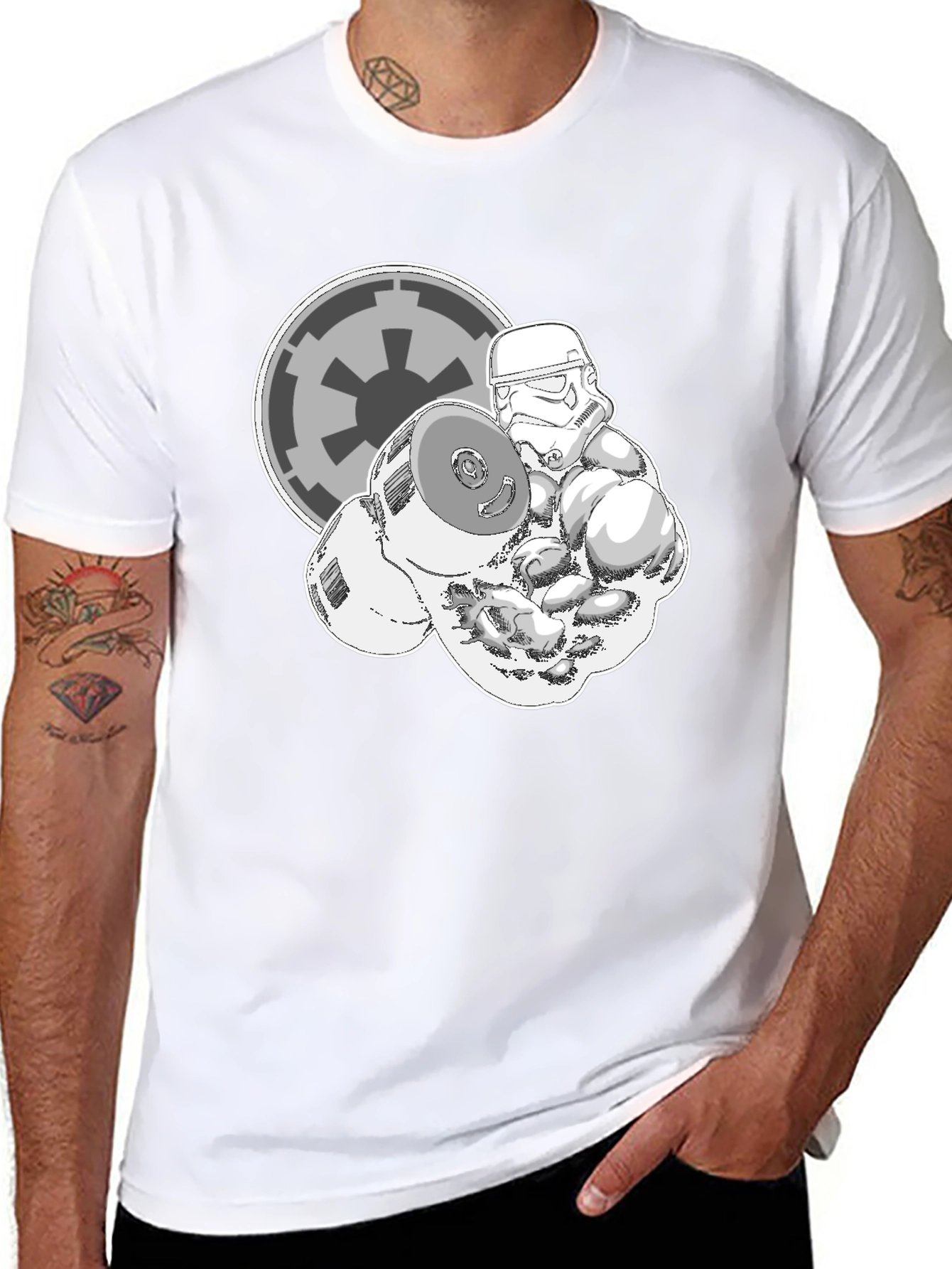 Stormtrooper Lifting Weights Black Graphic Tee