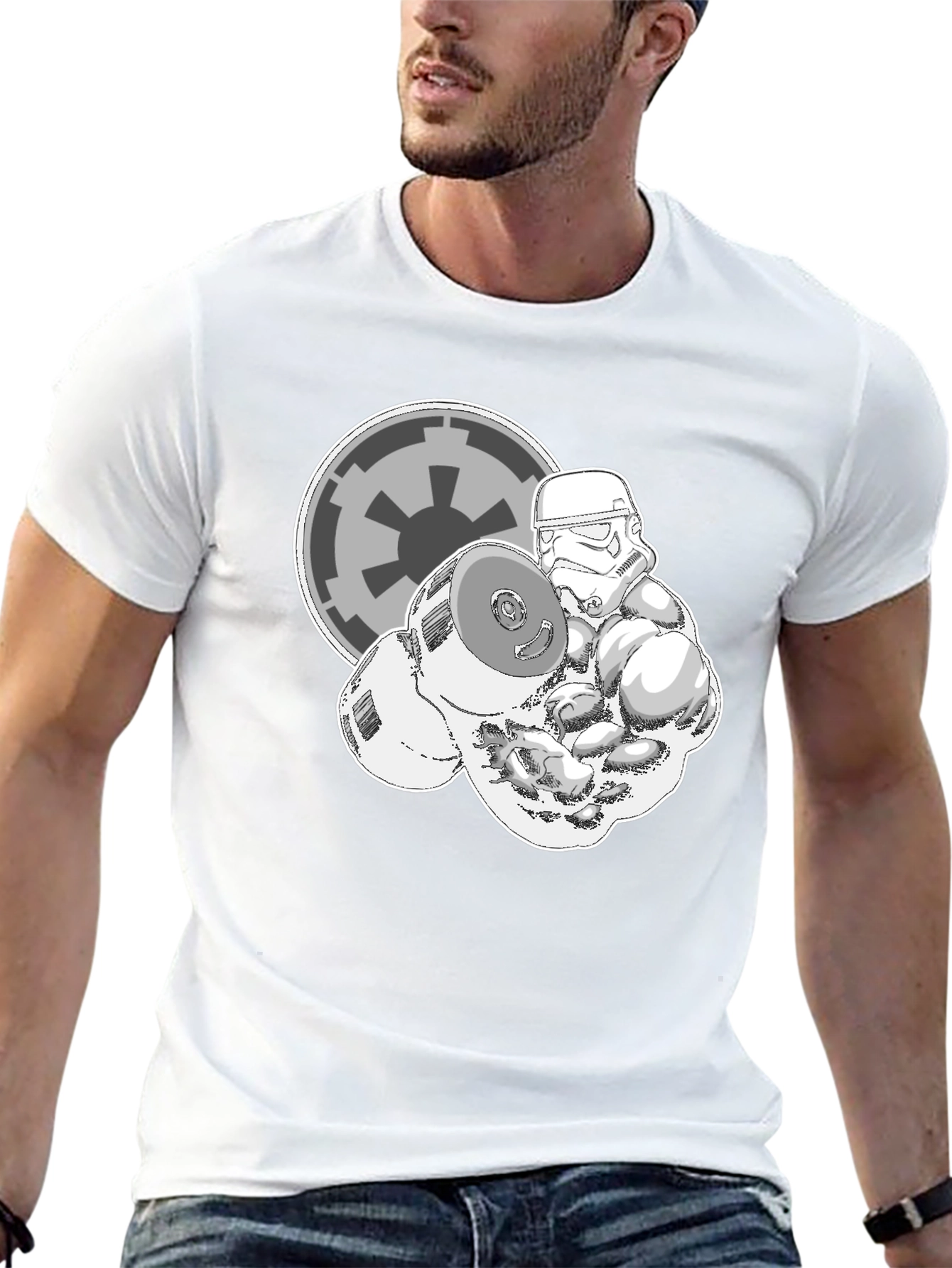 Stormtrooper Lifting Weights Black Graphic Tee