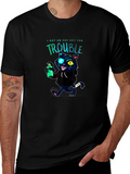 Trouble Cat Graphic T-Shirt - Black