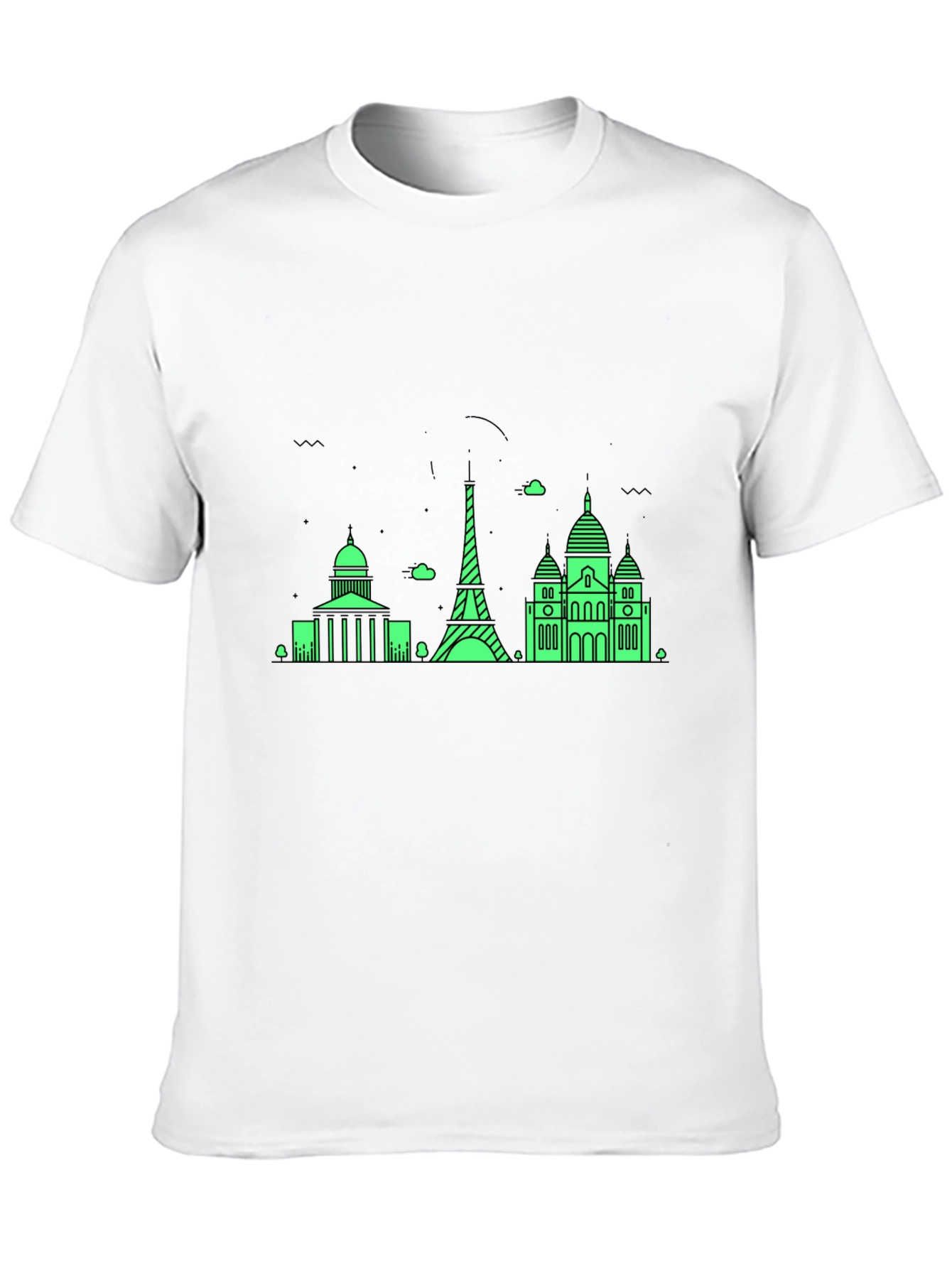 Paris Skyline Graphic Tee - Black Cotton T-Shirt