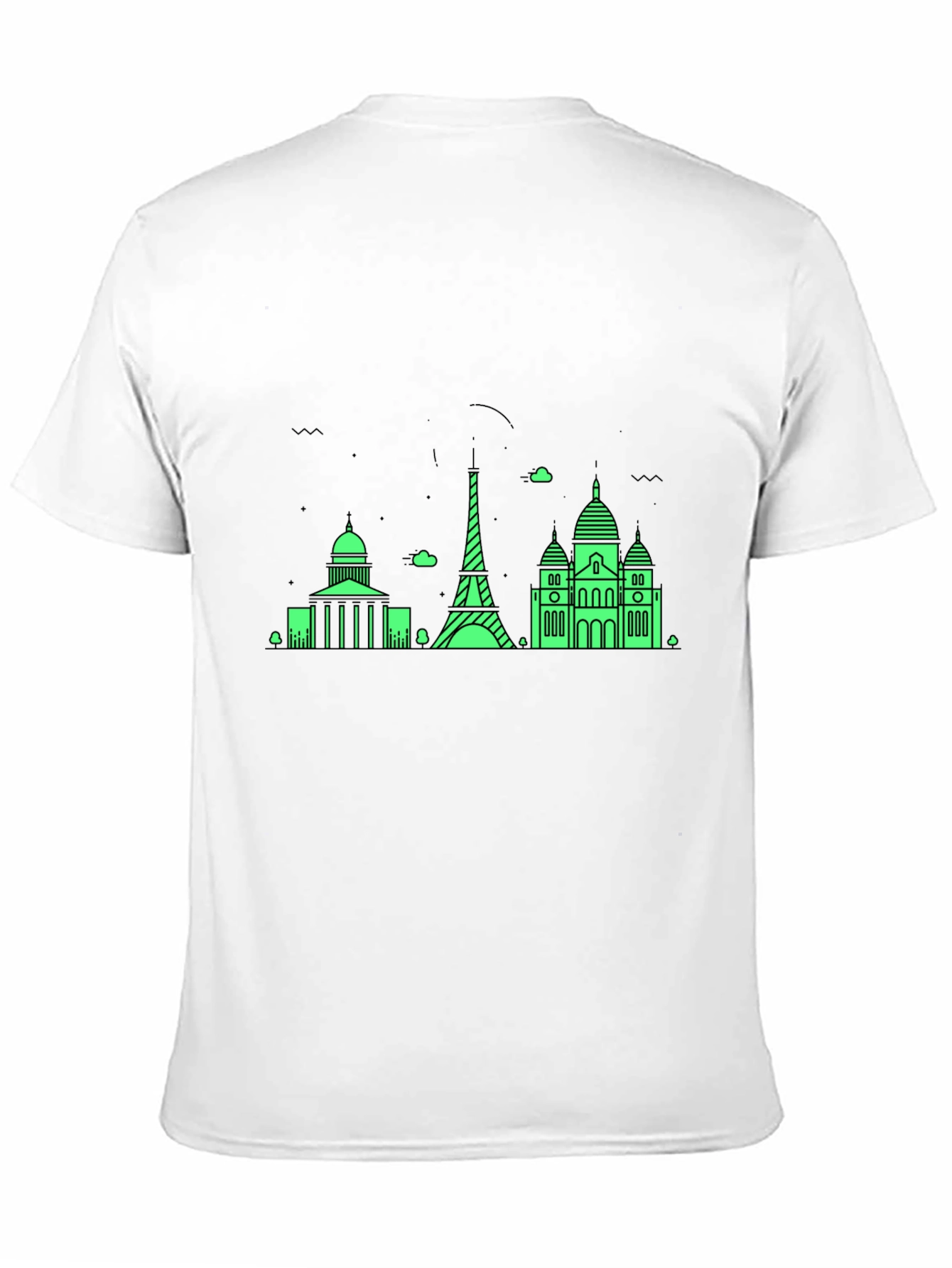 Paris Skyline Graphic Tee - Black Cotton T-Shirt