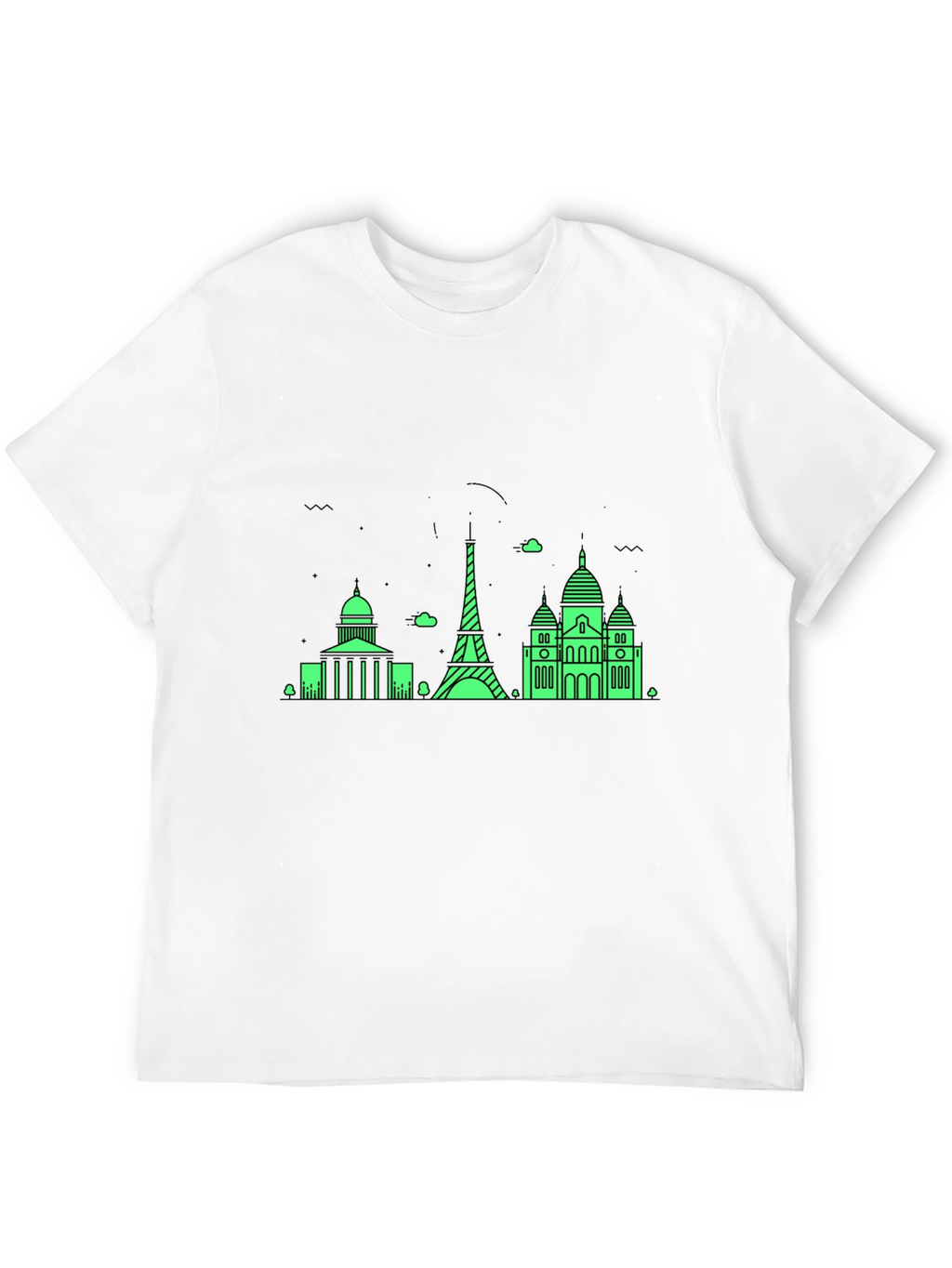 Paris Skyline Graphic Tee - Black Cotton T-Shirt