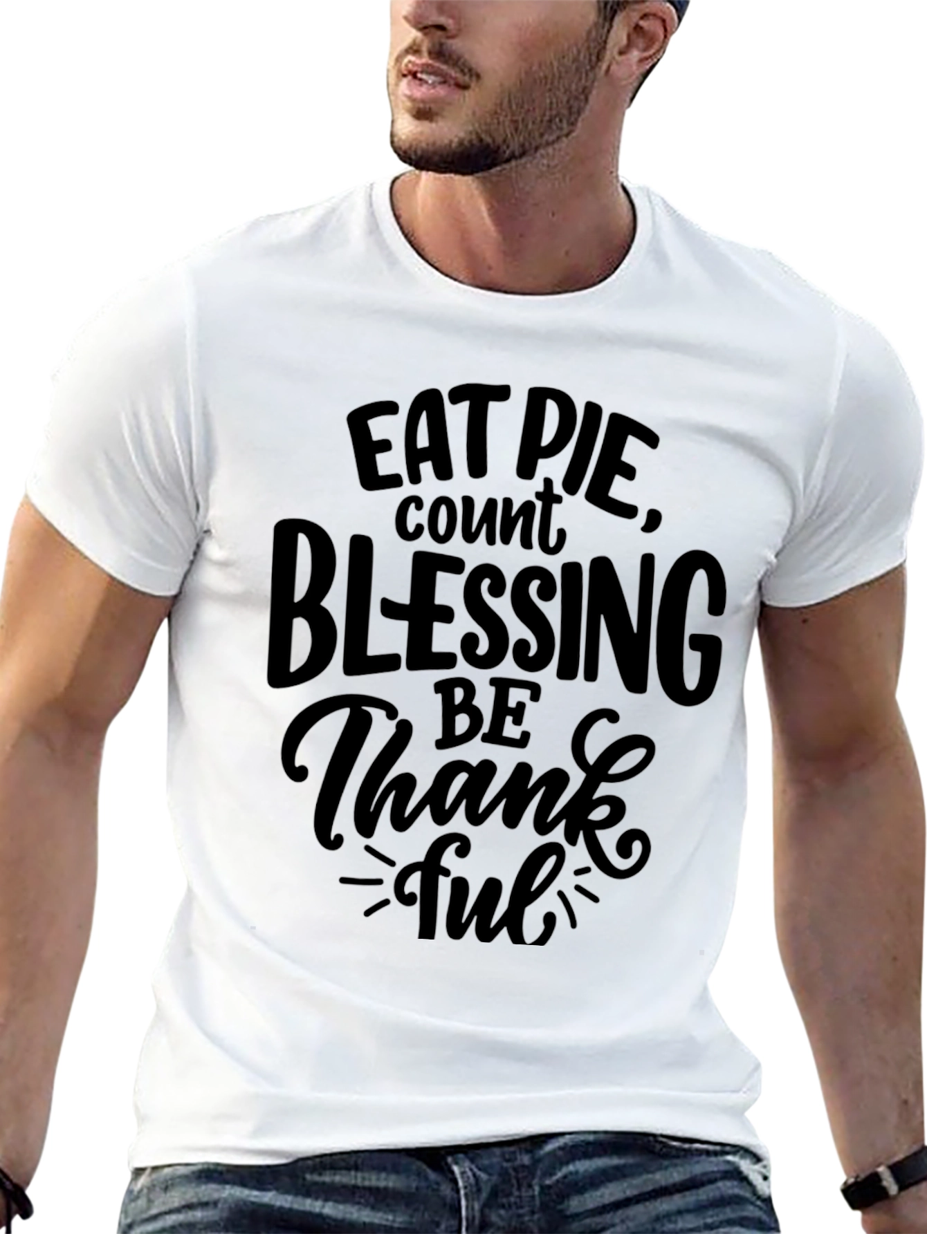 Eat Pie Count Blessings Black Graphic T-Shirt