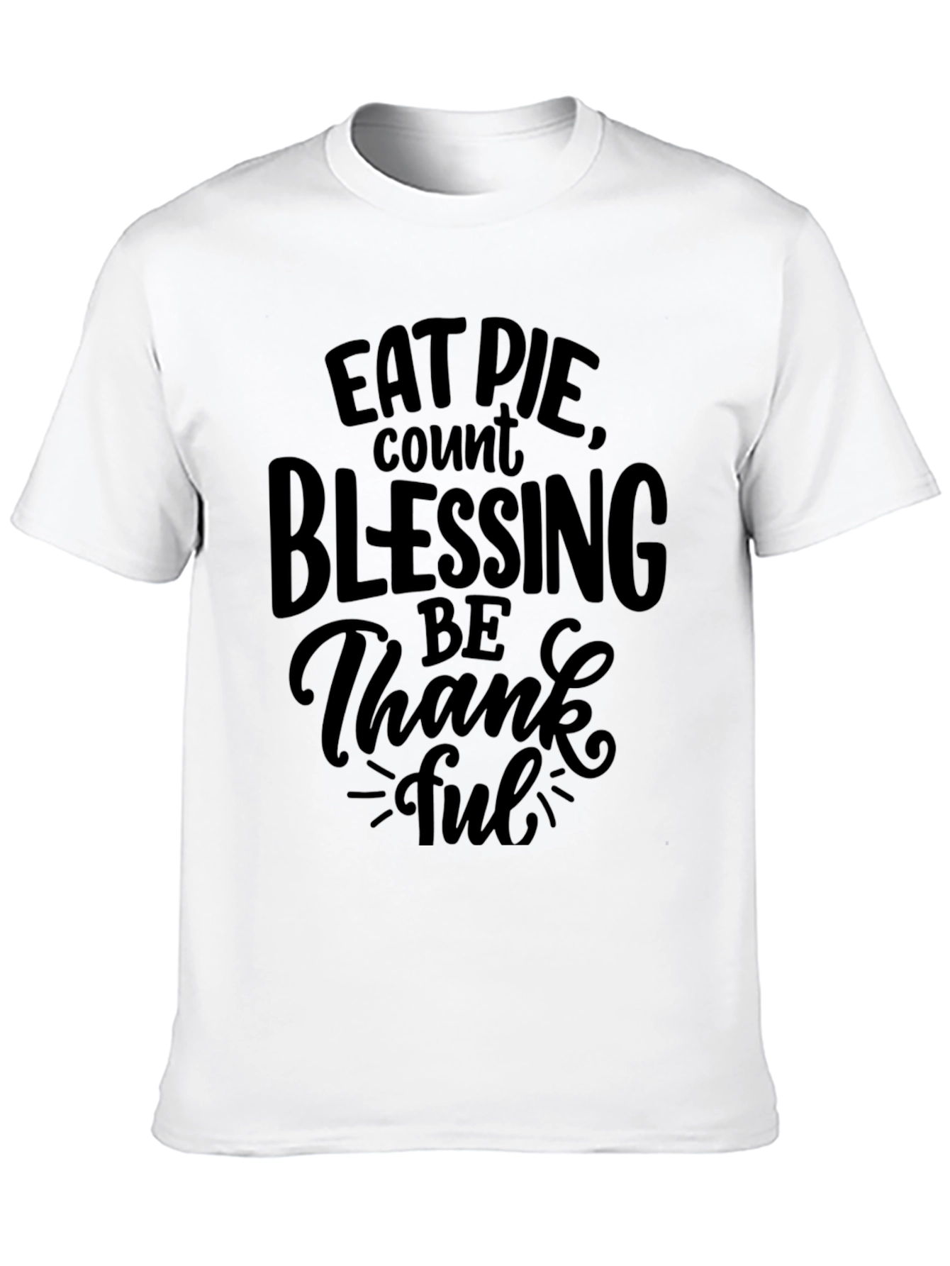 Eat Pie Count Blessings Black Graphic T-Shirt