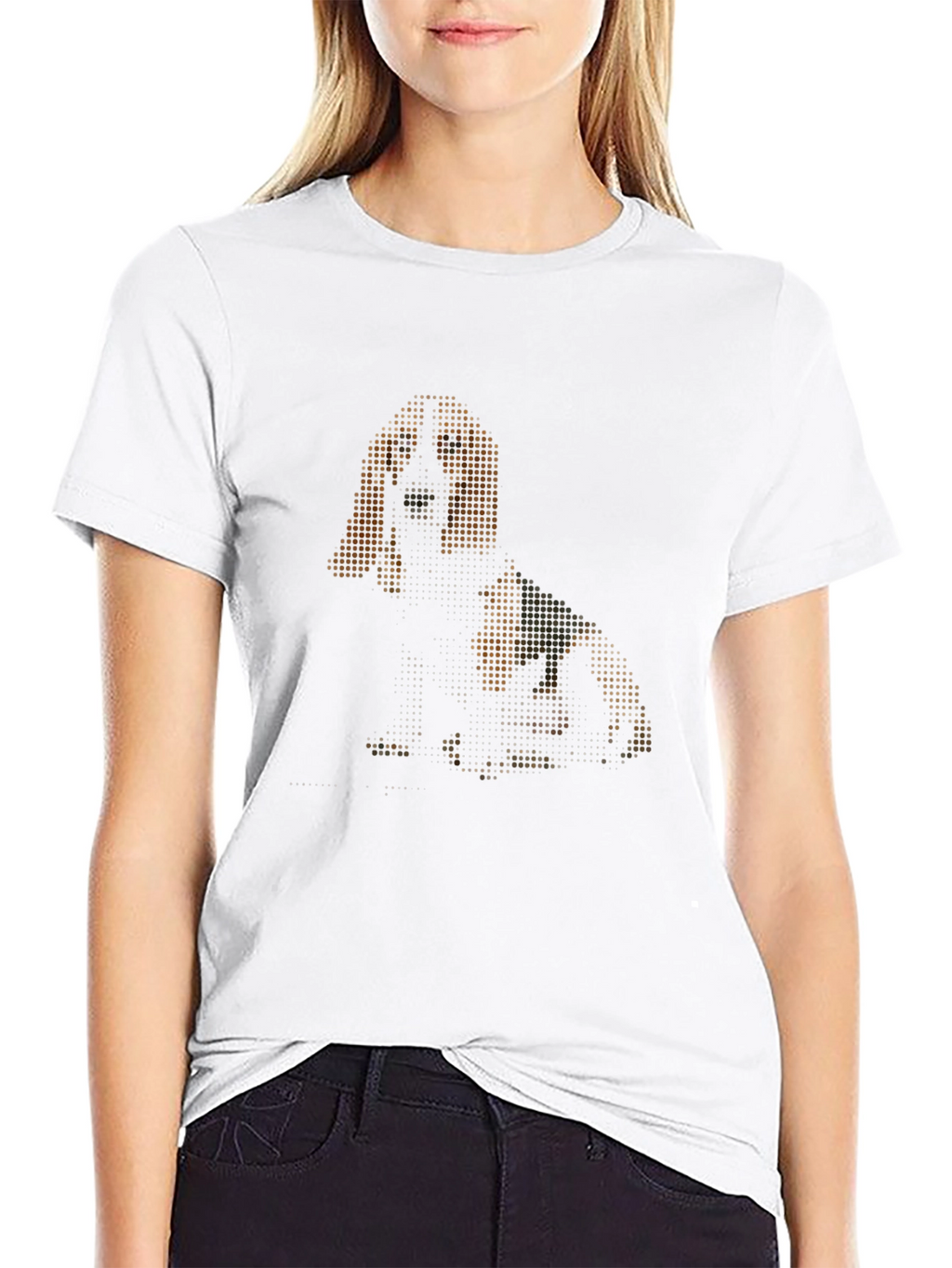 Pixelated Dog Graphic Black T-Shirt