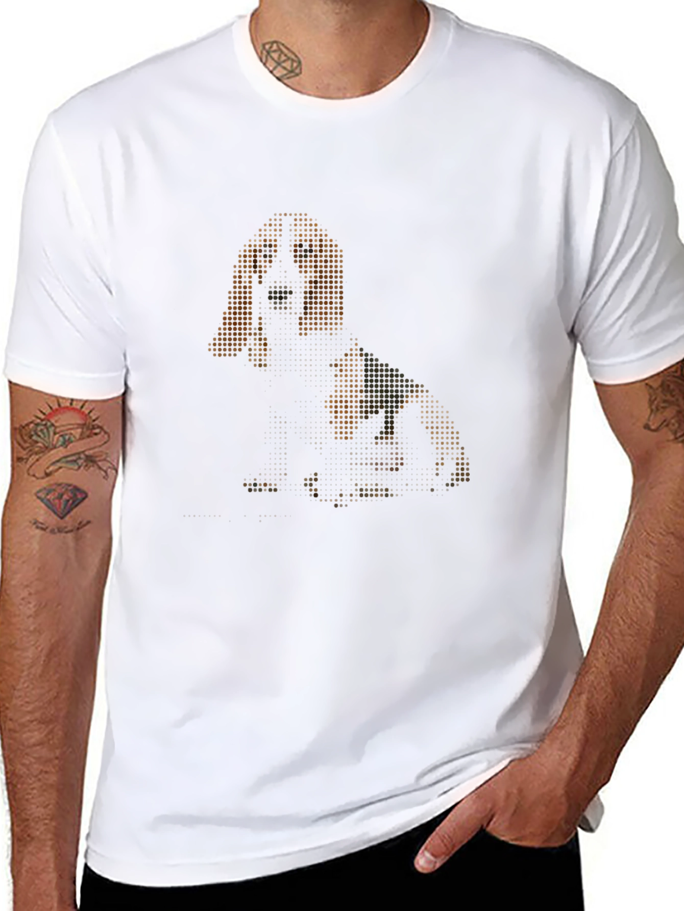 Pixelated Dog Graphic Black T-Shirt