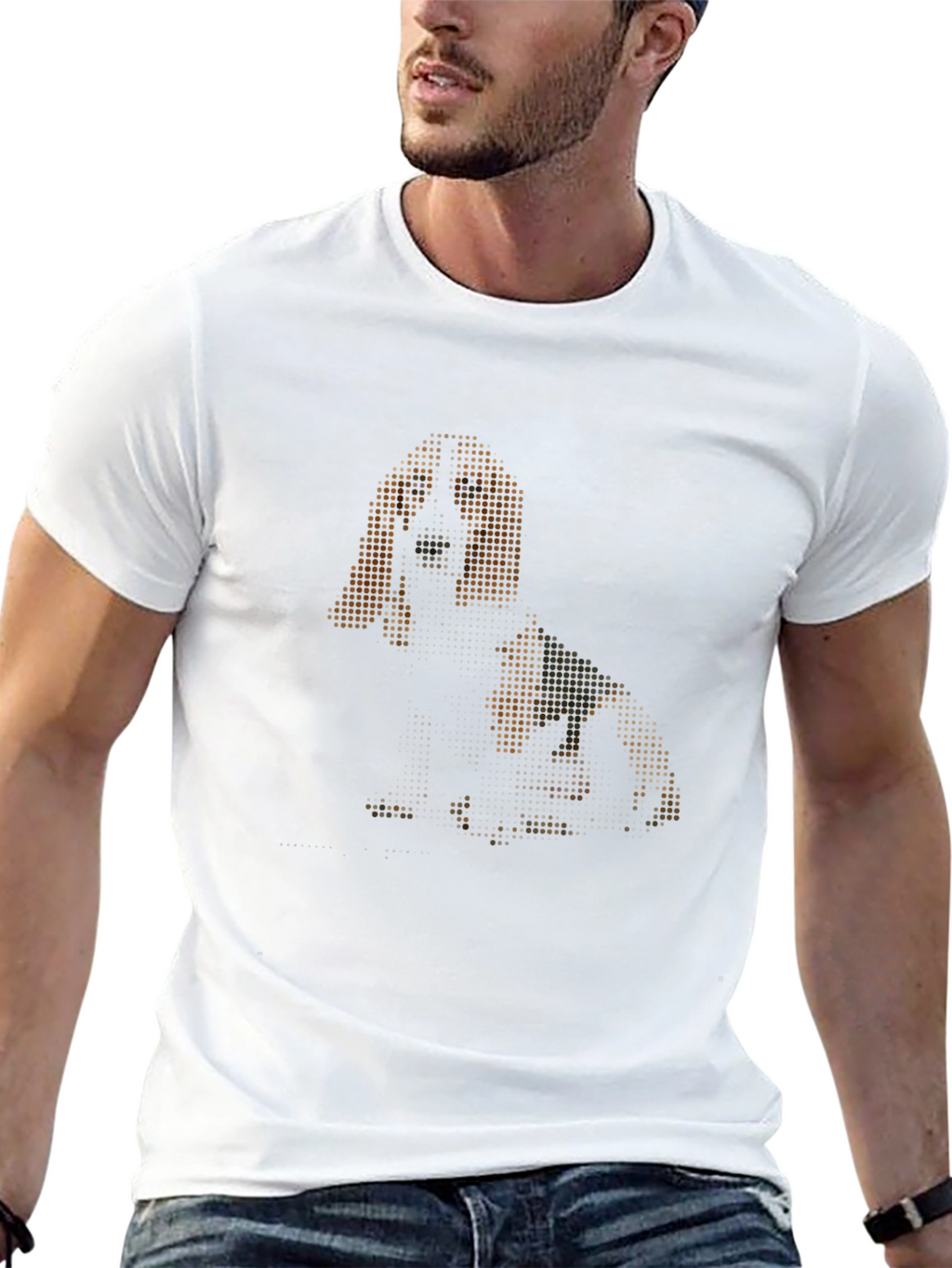 Pixelated Dog Graphic Black T-Shirt