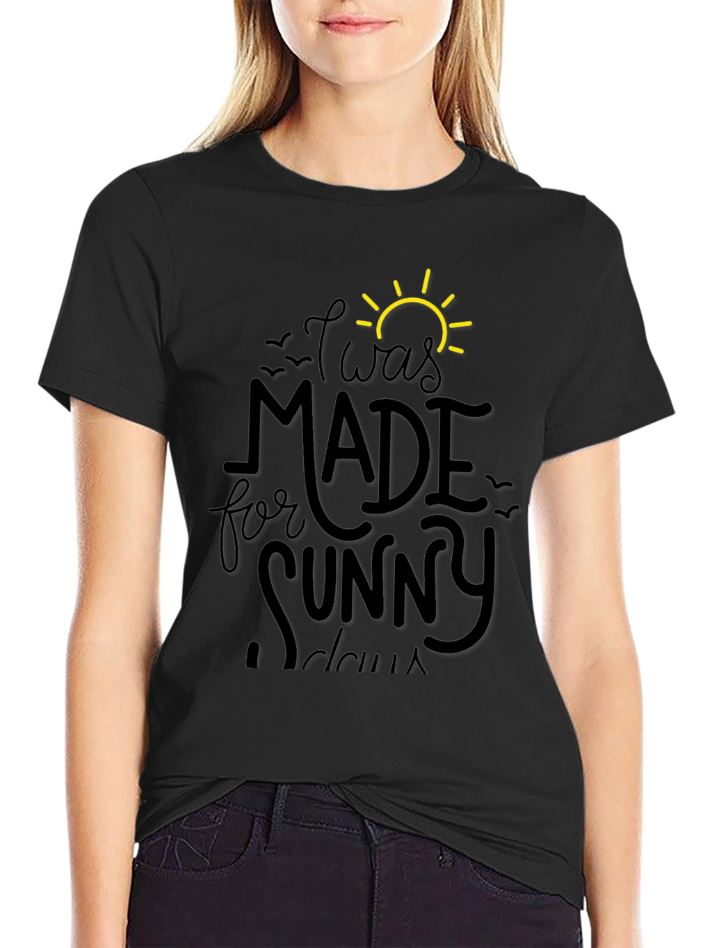 Sunny Days Graphic Tee - Black Cotton T-Shirt