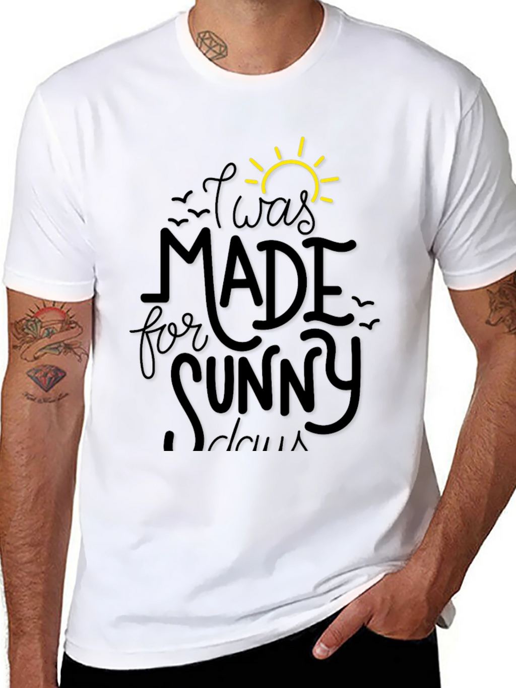 Sunny Days Graphic Tee - Black Cotton T-Shirt